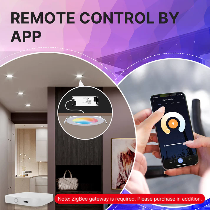 MOES ZigBee Downlight Dimming Spot Lamp with Music Rhythm (ZB-TDD6-RCW-4)