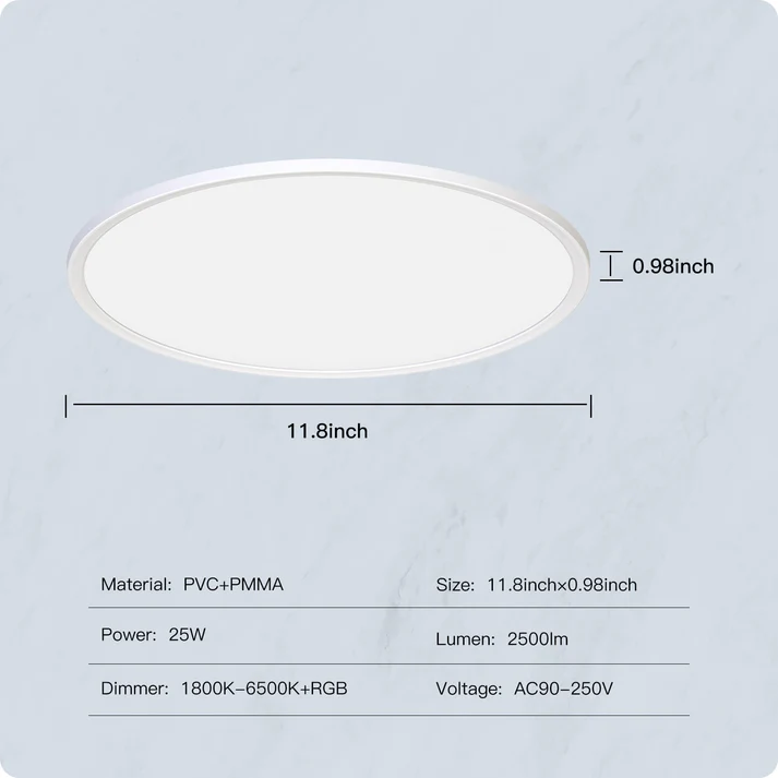 MOES WiFi Smart Ceiling Light RGB+CW, 25W (WCL-TD25-RCW-Y-WH)