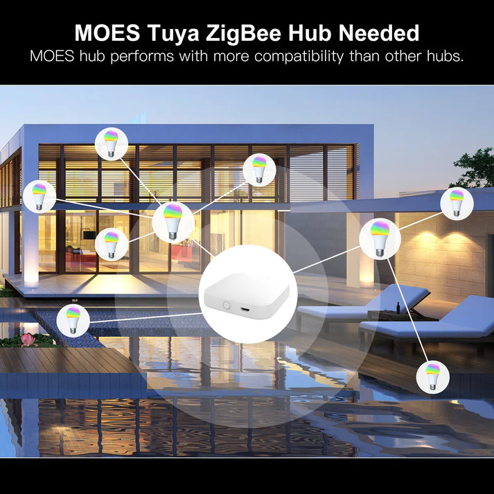 MOES ZigBee Smart LED Bulb RGB+CW, 14W, E27 (ZB-TDA14-RCW-E27)