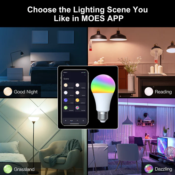 MOES ZigBee Smart LED Bulb RGB+CW, 4.9W, E27 (ZB-TDS5-RCW-E27)