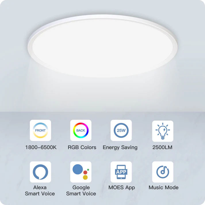 MOES WiFi Smart Ceiling Light RGB+CW, 25W (WCL-TD25-RCW-Y-WH)