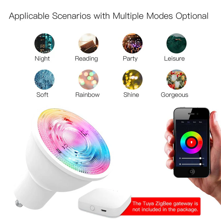 MOES ZigBee Smart LED Bulb RGB+WW, 5W, GU10 (ZB-TD5-RCW-GU10)