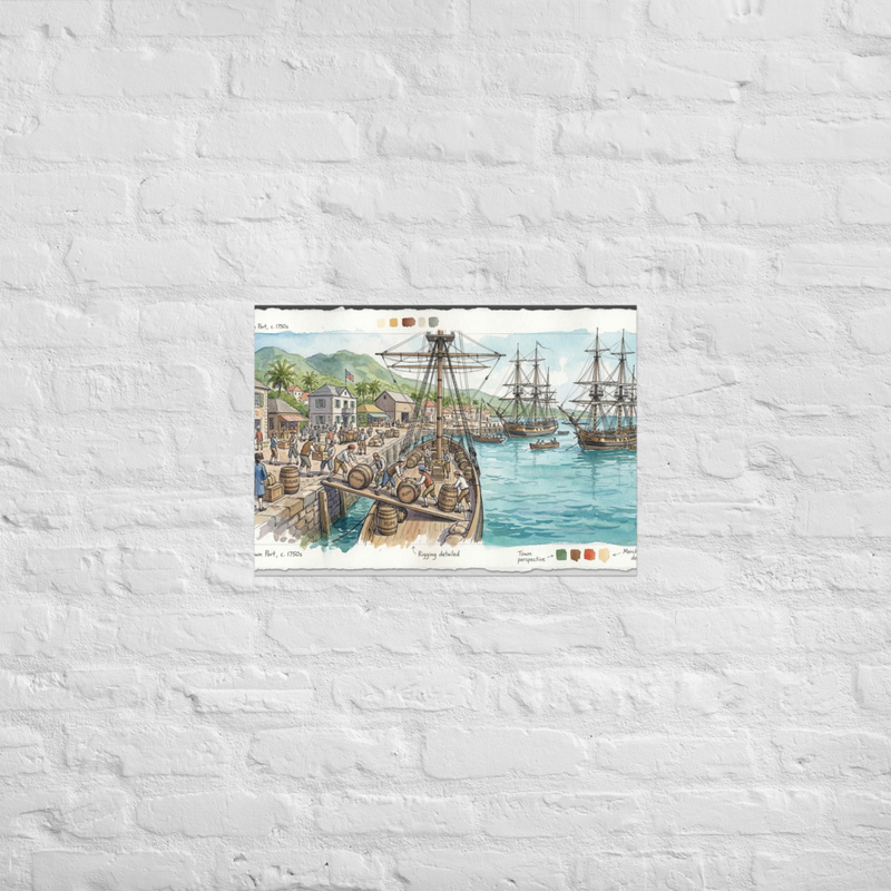 Caribbean Ship Yard During Hamilton's Time Poster