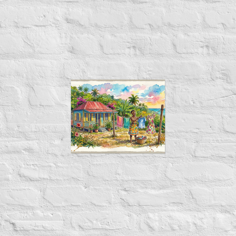 Caribbean Woman Laundry Day Poster