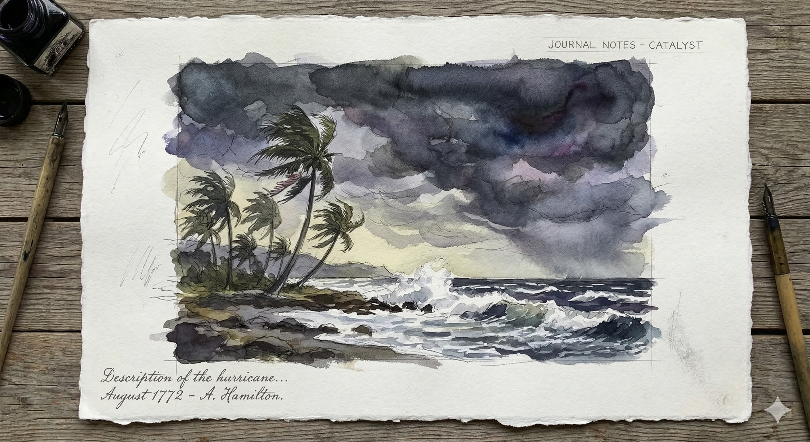 Stormy Coast Watercolor Print