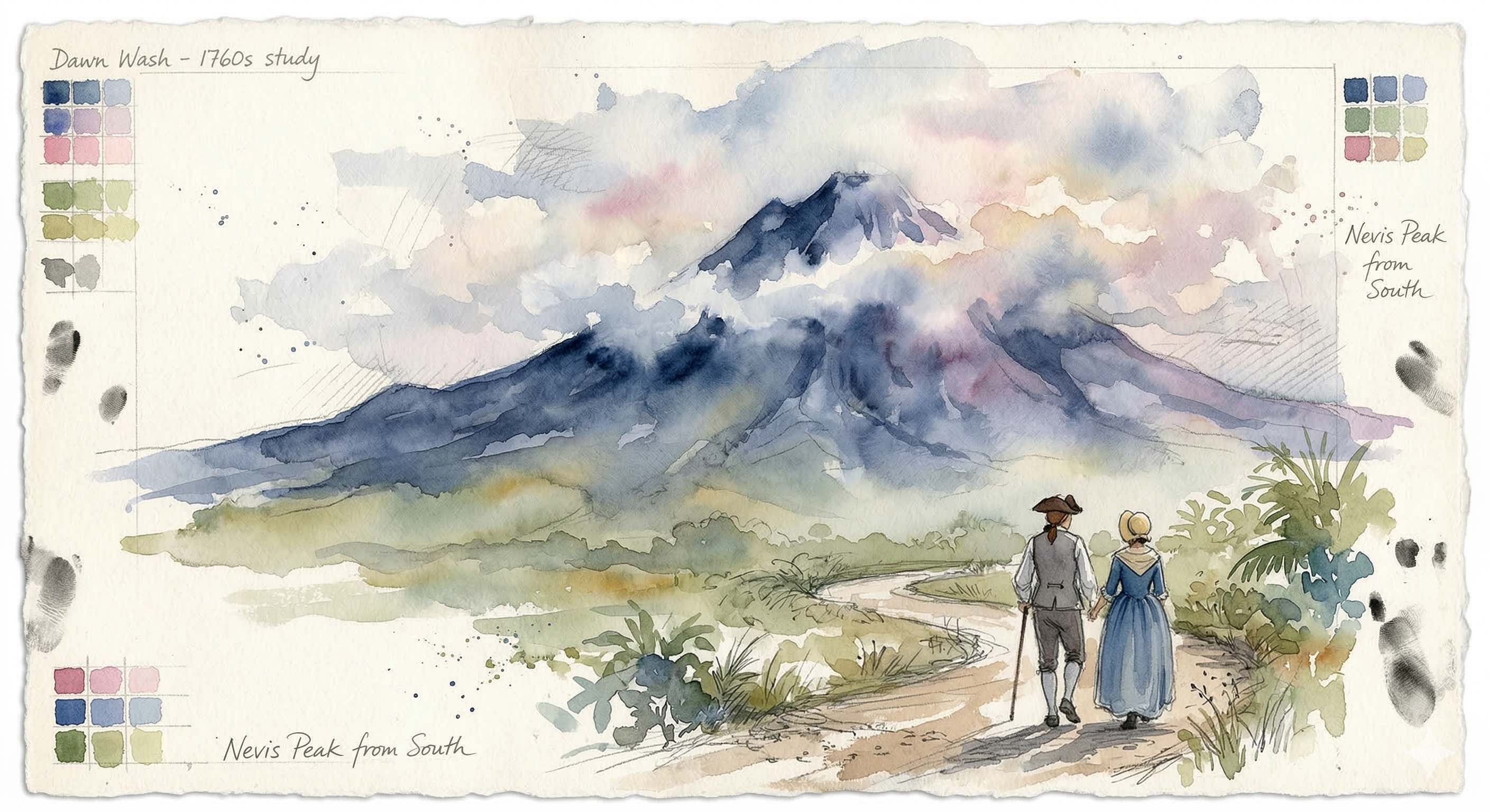 Nevis Peak Watercolor Print