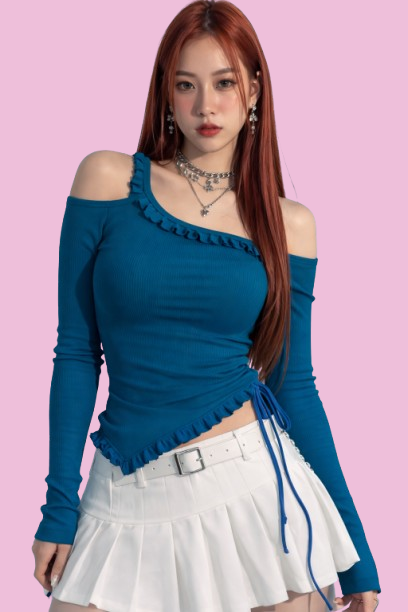 Mockup digital de blusa asimétrica azul