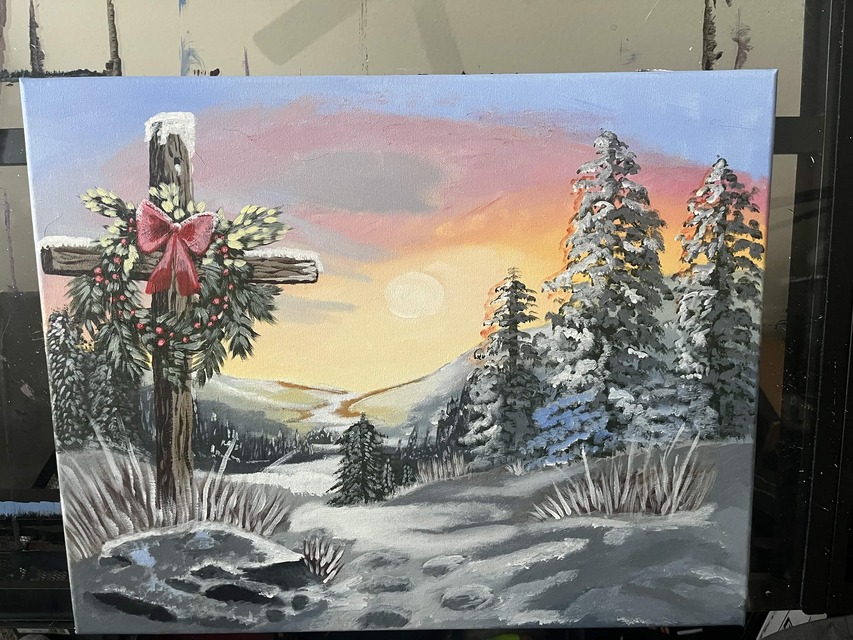 Winter Sunrise Landscape Painting
