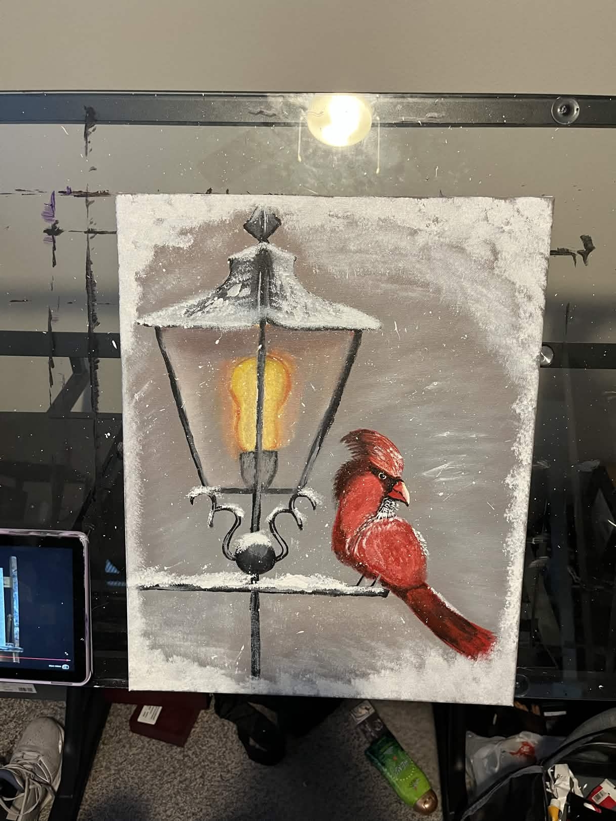 Cardinal by Lantern Painting