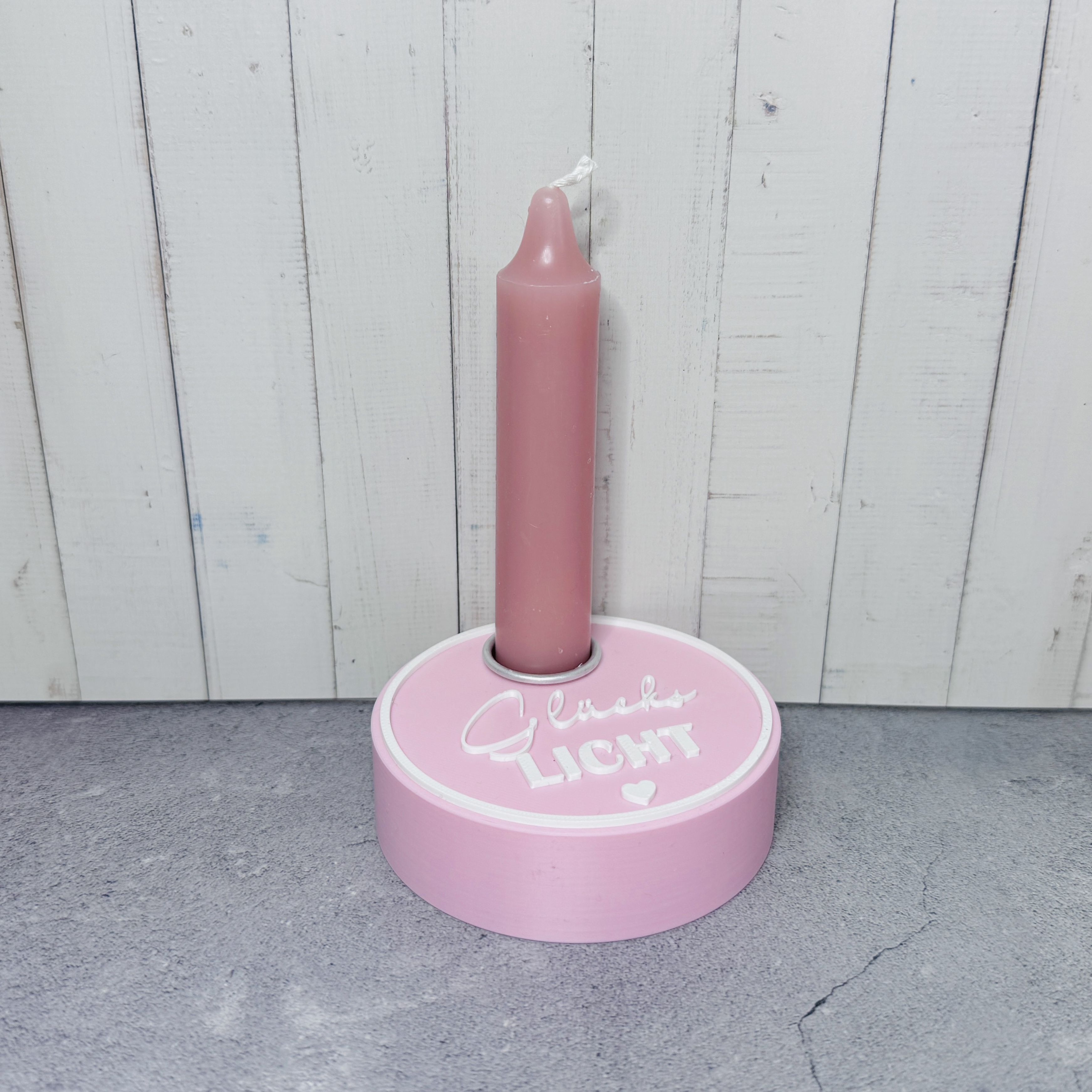 Klitzekleine Geschenkidee jederzeit - Glückslicht in rosa mit weißer Schrift