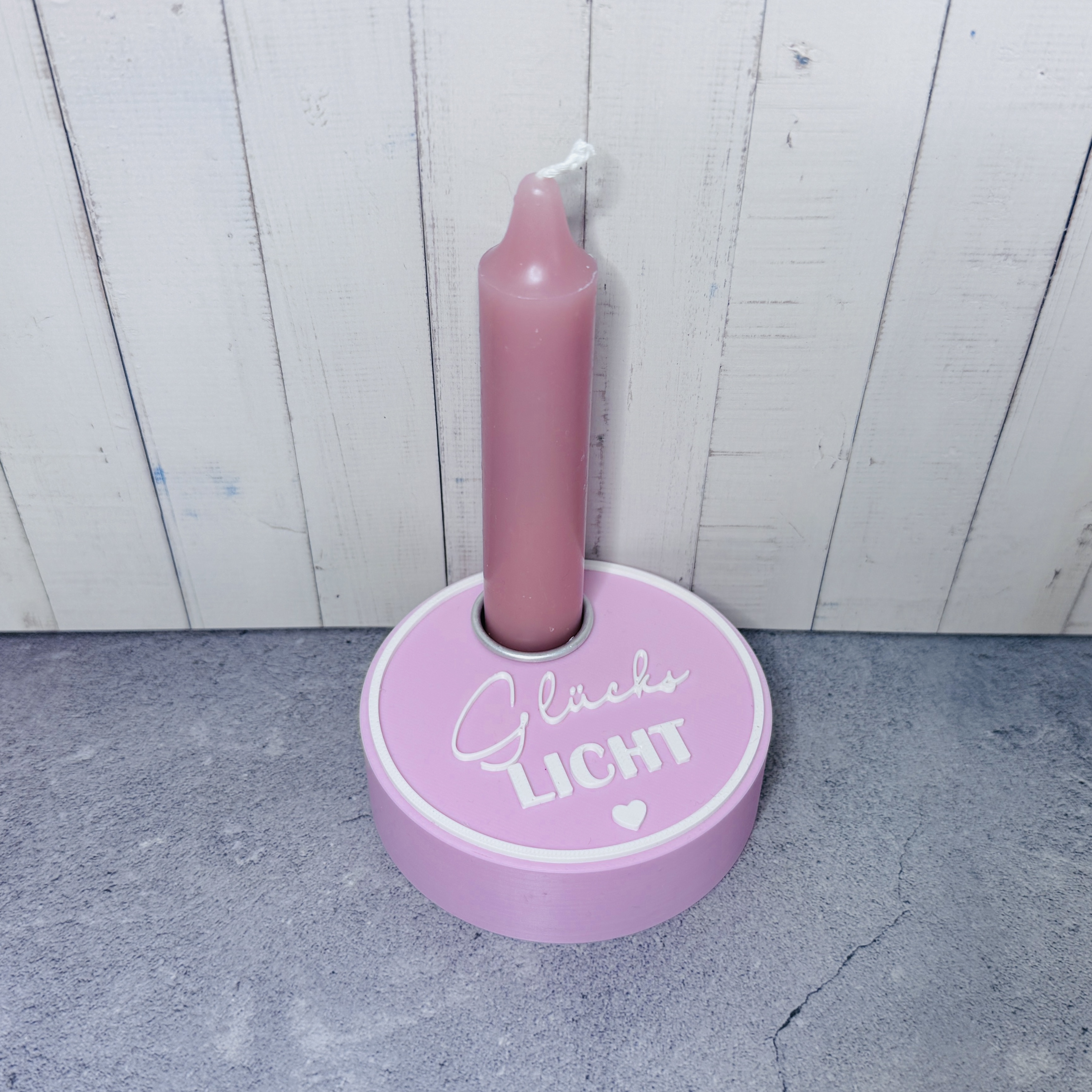 Klitzekleine Geschenkidee jederzeit - Glückslicht in rosa mit weißer Schrift