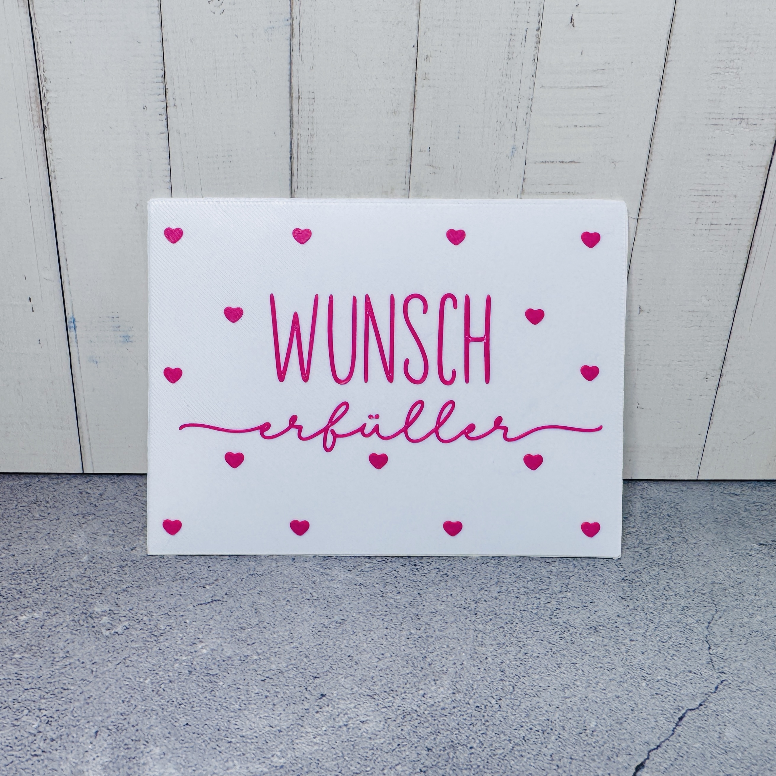 3D-gedruckter Briefumschlag mit dem Text "Für dich" als kleine Aufmerksamkeit oder als Geschenk in weiß- rosa mit Herzen