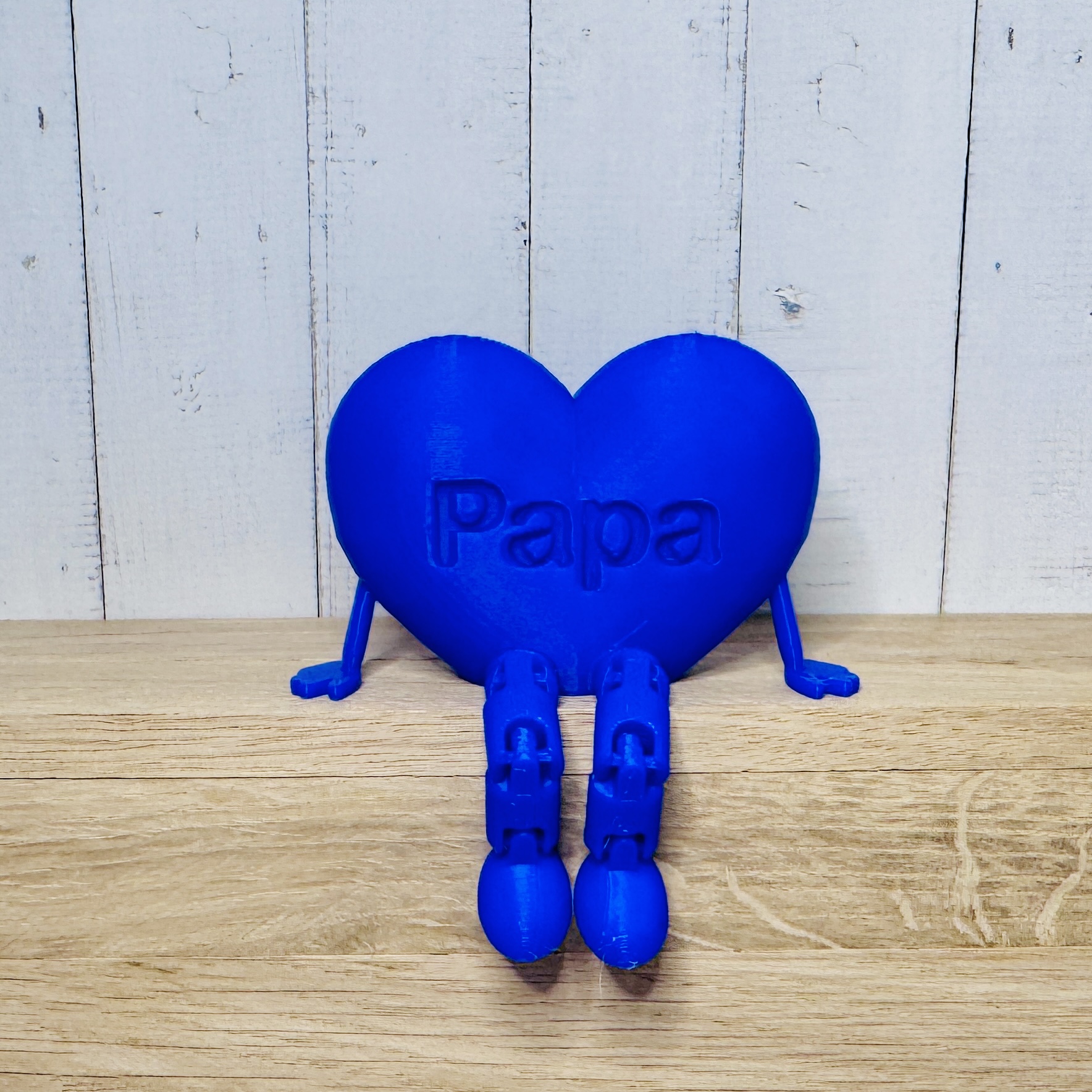 Deko-Herz „Papa“ aus dem 3D-Drucker in blau - liebevolles Herz für deinen Papa | Kantenhocker | Ecke
