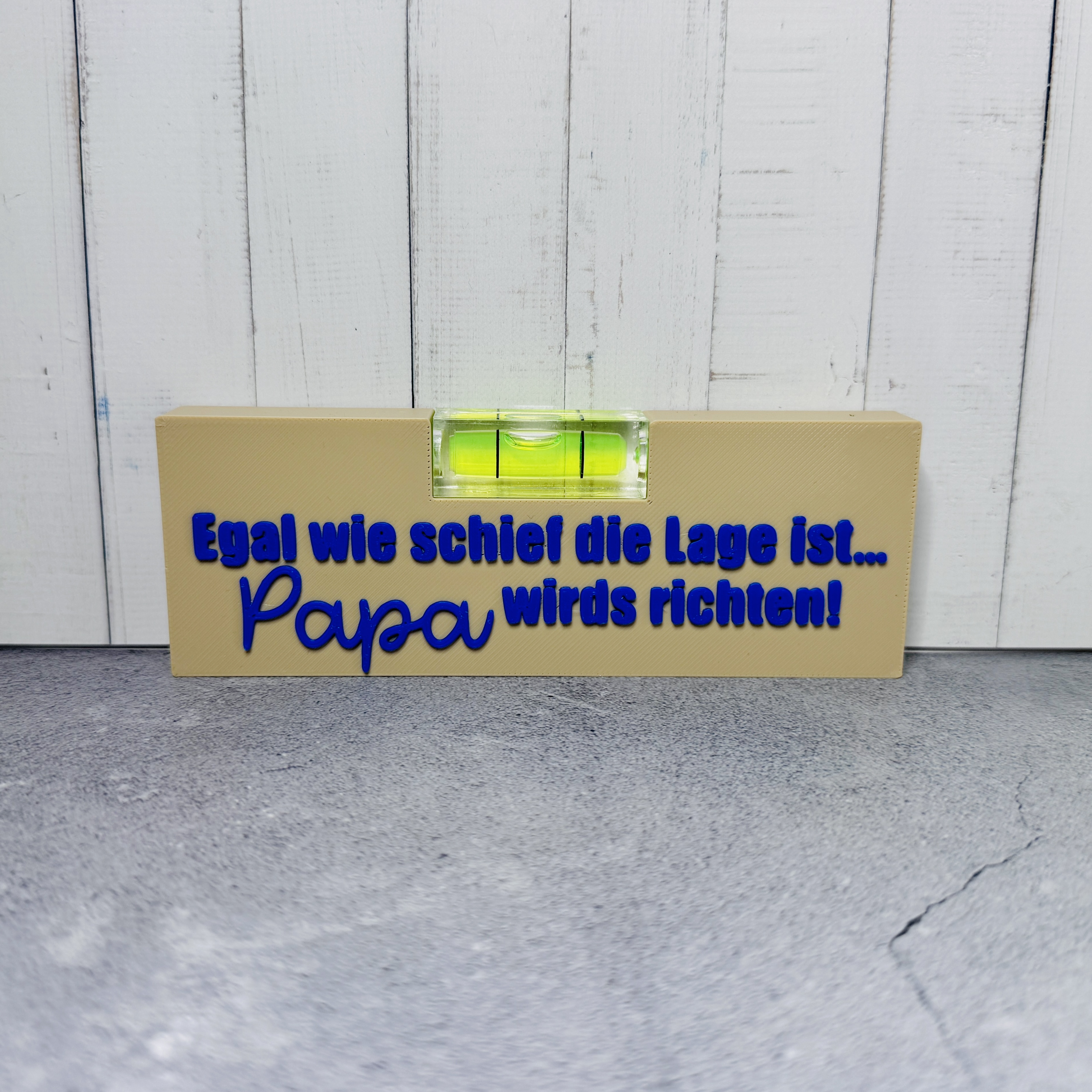 Ein kleines liebvolles Geschenk zum Vatertag in eiche und blau Wasserwaage | Papa | Handwerker | Geschenk