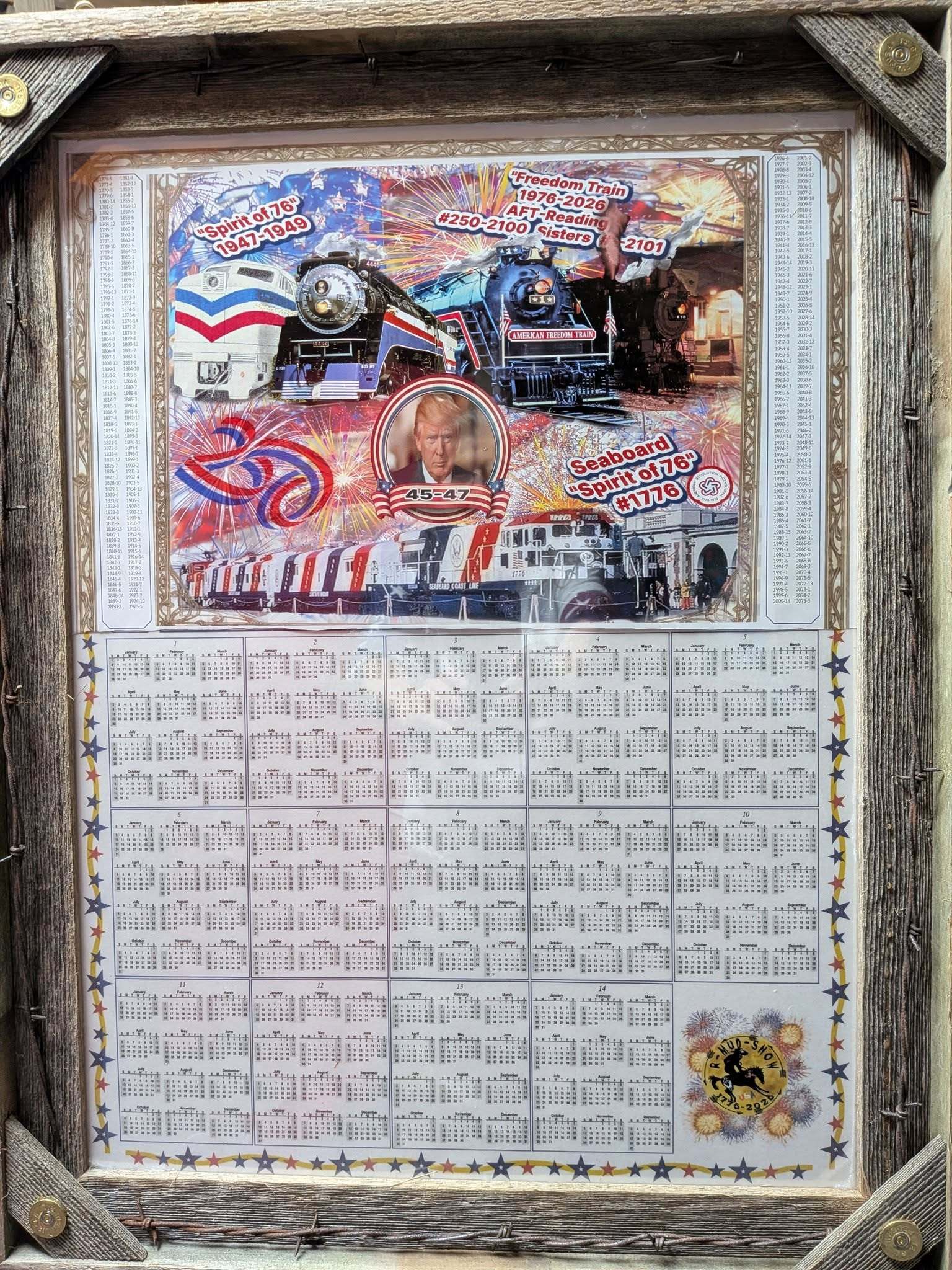 Framed Train-Themed Wall Calendar