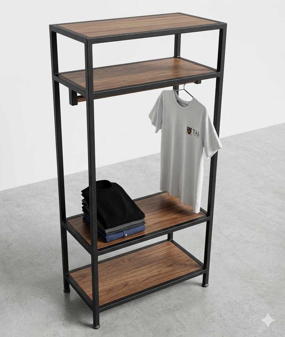 Estante Industrial de Ferro e Madeira