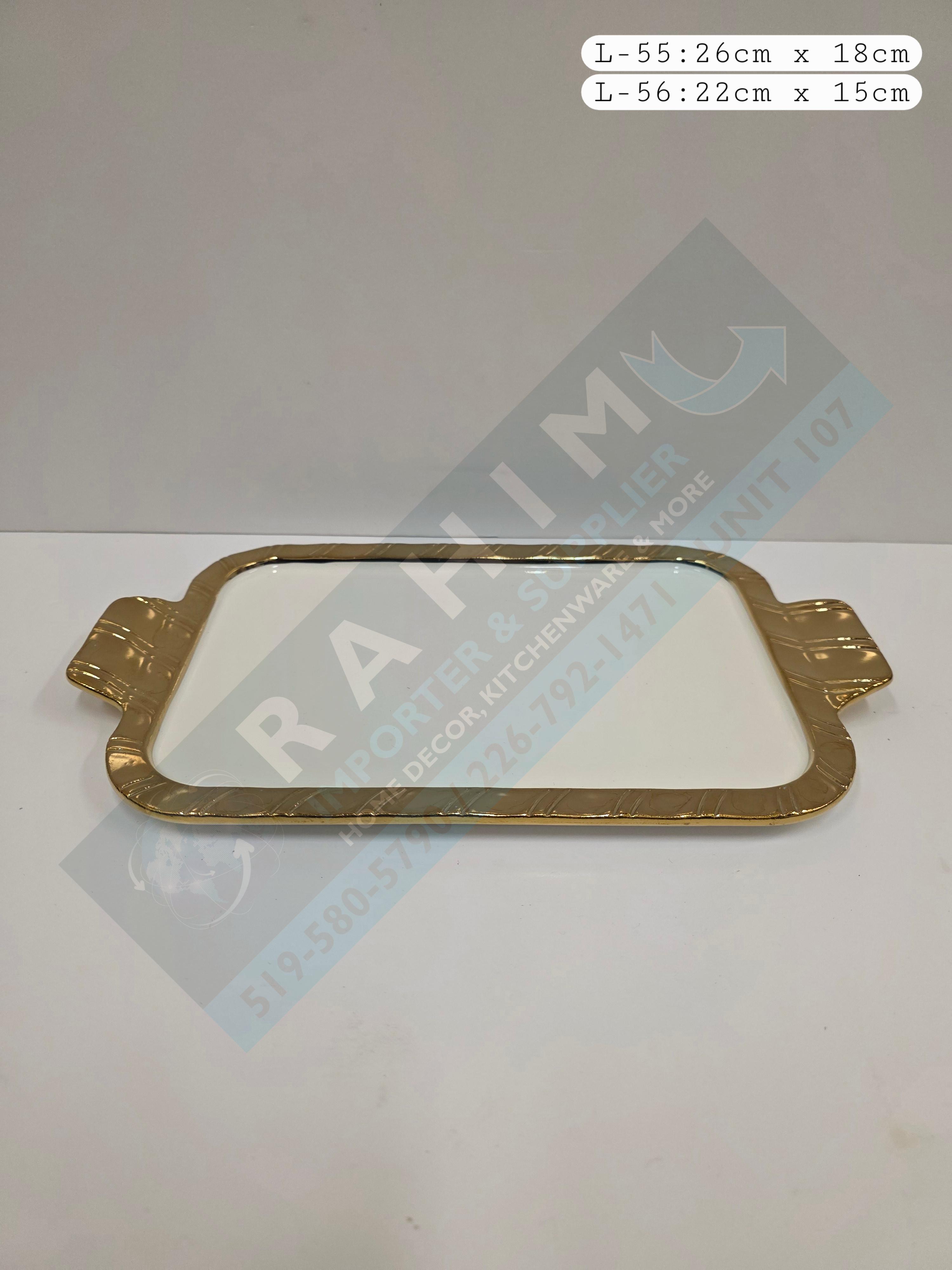 Rectangular Gold-Trimmed Serving Tray