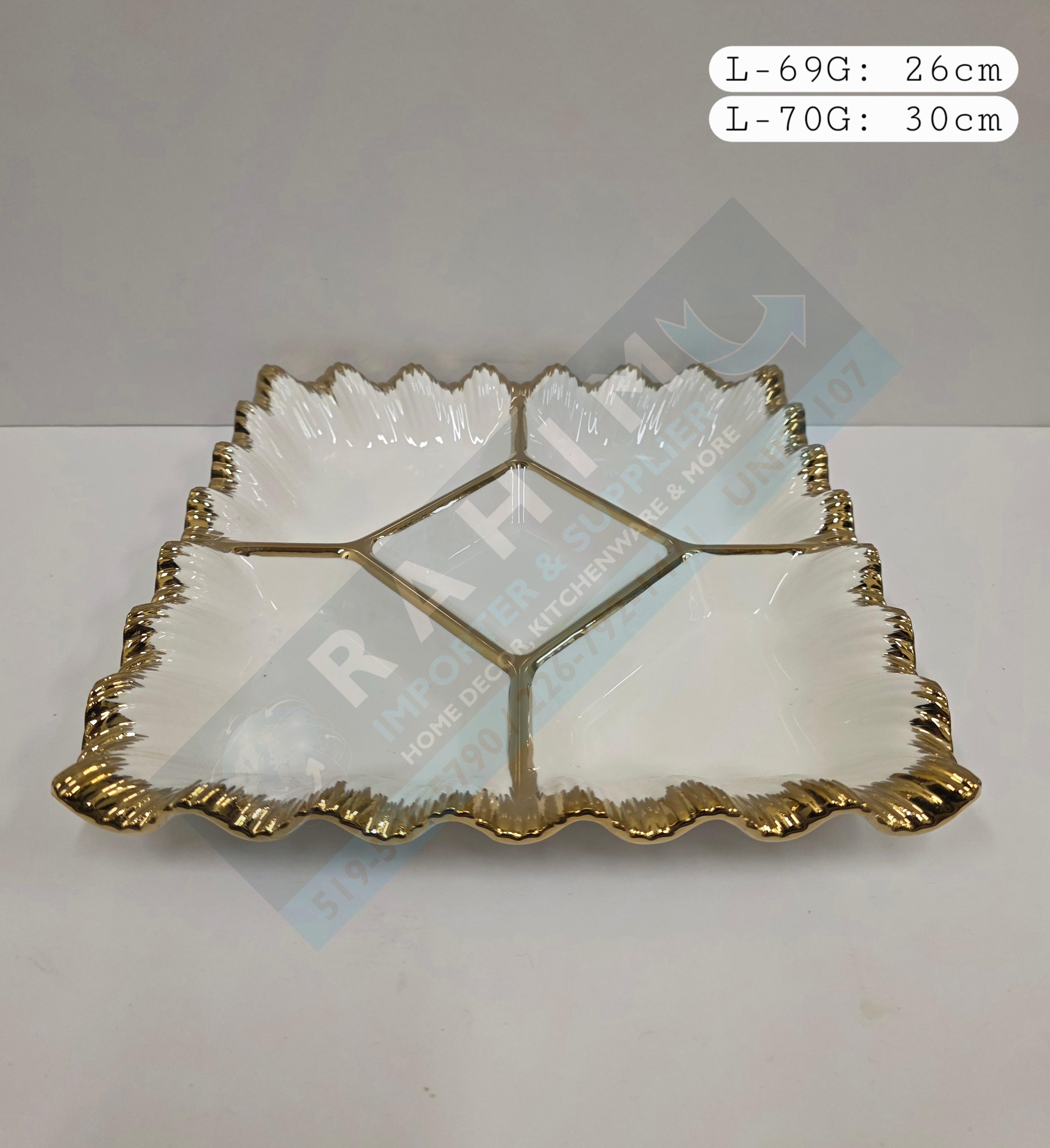 Gold & Silver Trimmed Sectioned Serving Plate