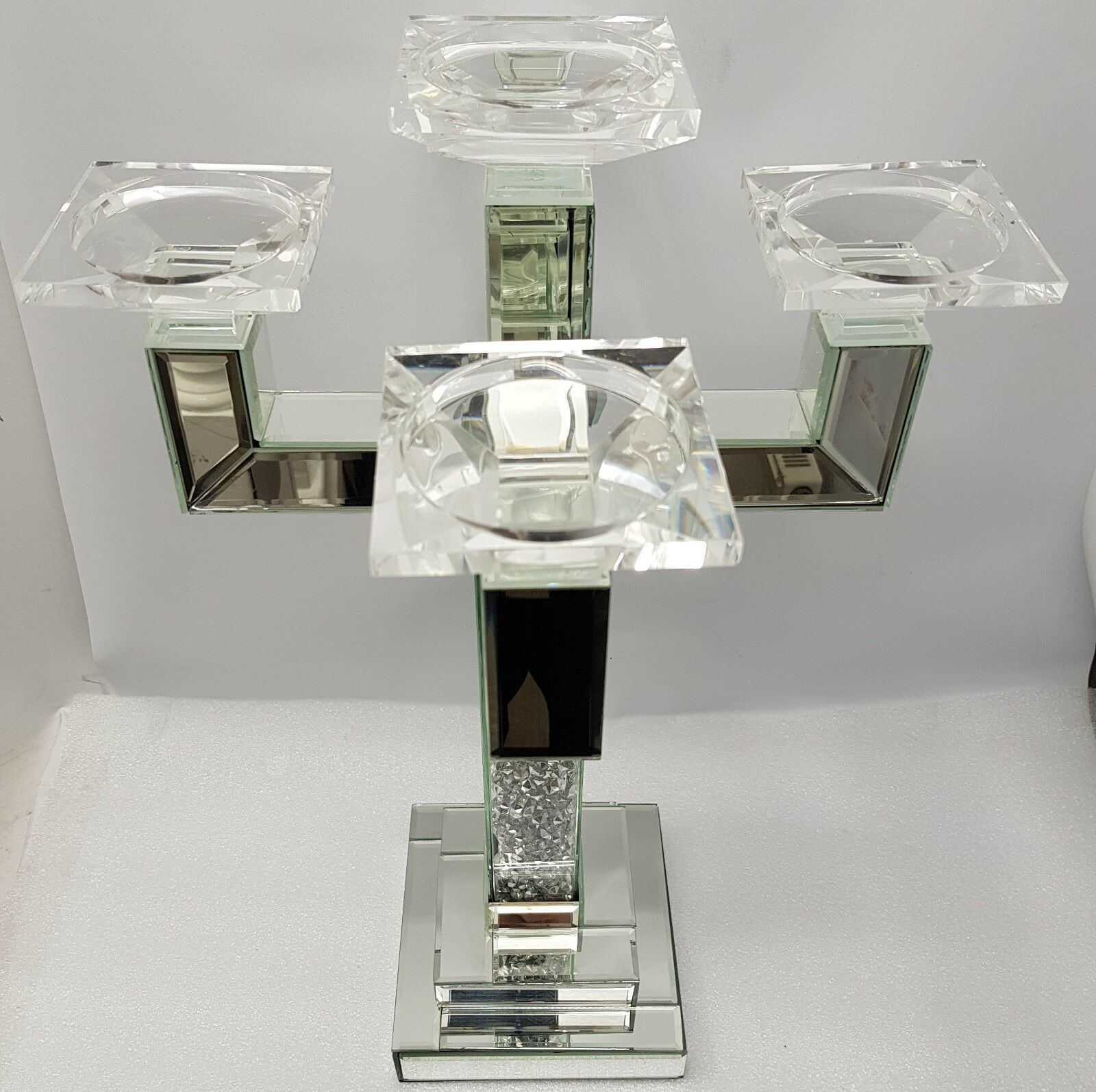 Mirrored Crystal Candle Holder