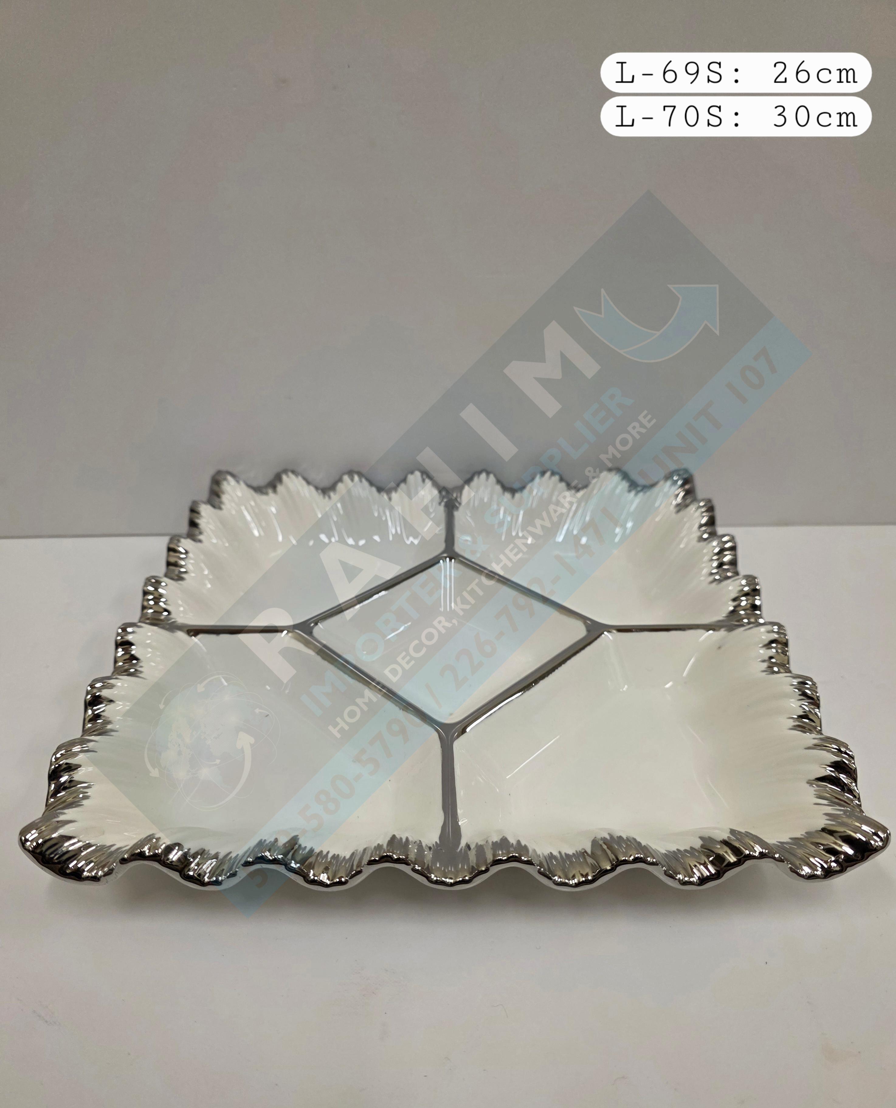 Gold & Silver Trimmed Sectioned Serving Plate