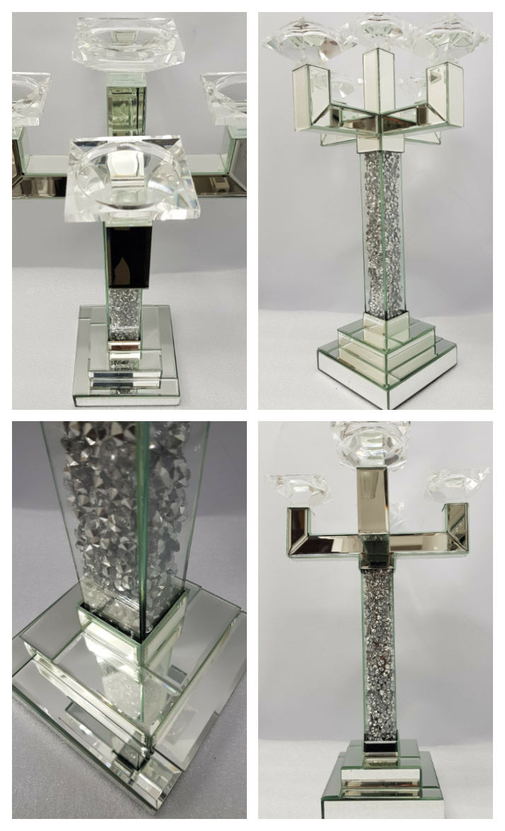 Mirrored Crystal Candle Holder