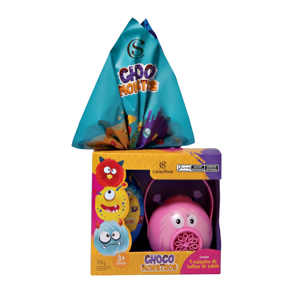 Ovo de Páscoa ao Leite Chocomonstros Bolha de Sabão Claudete 170g