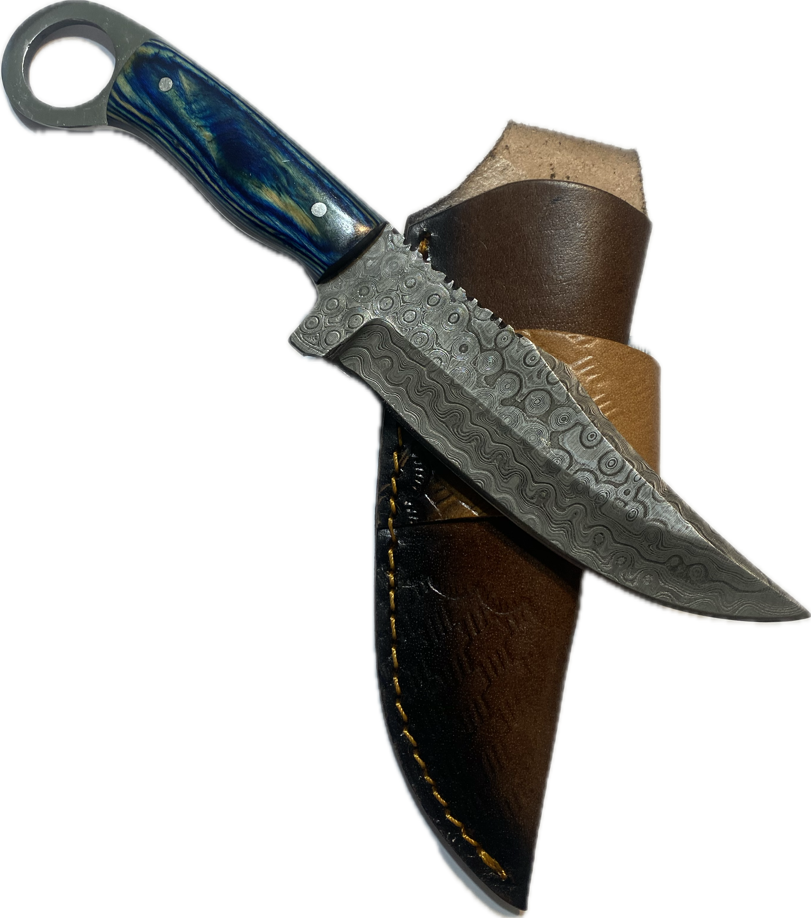 Raindrop Damascus Steel Hunting Knife