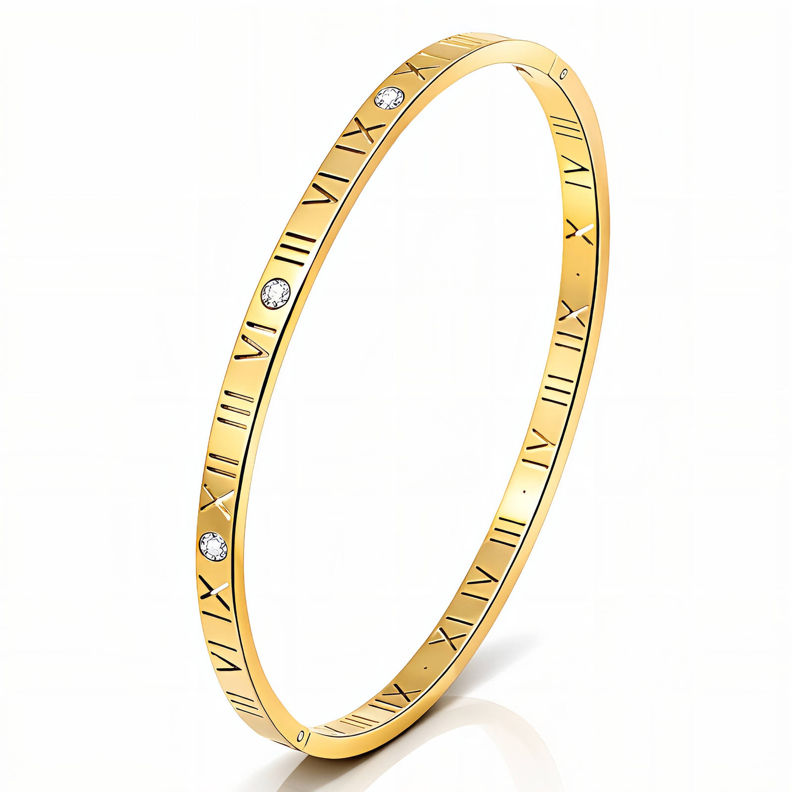 Roman Numeral Gold Bangle