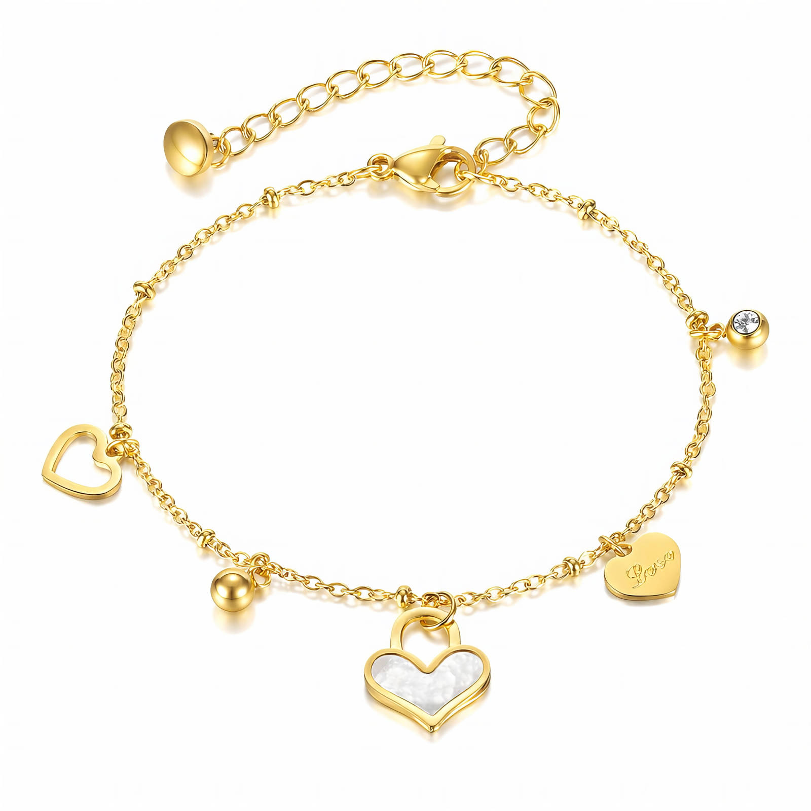 Gold Charm Heart Bracelet