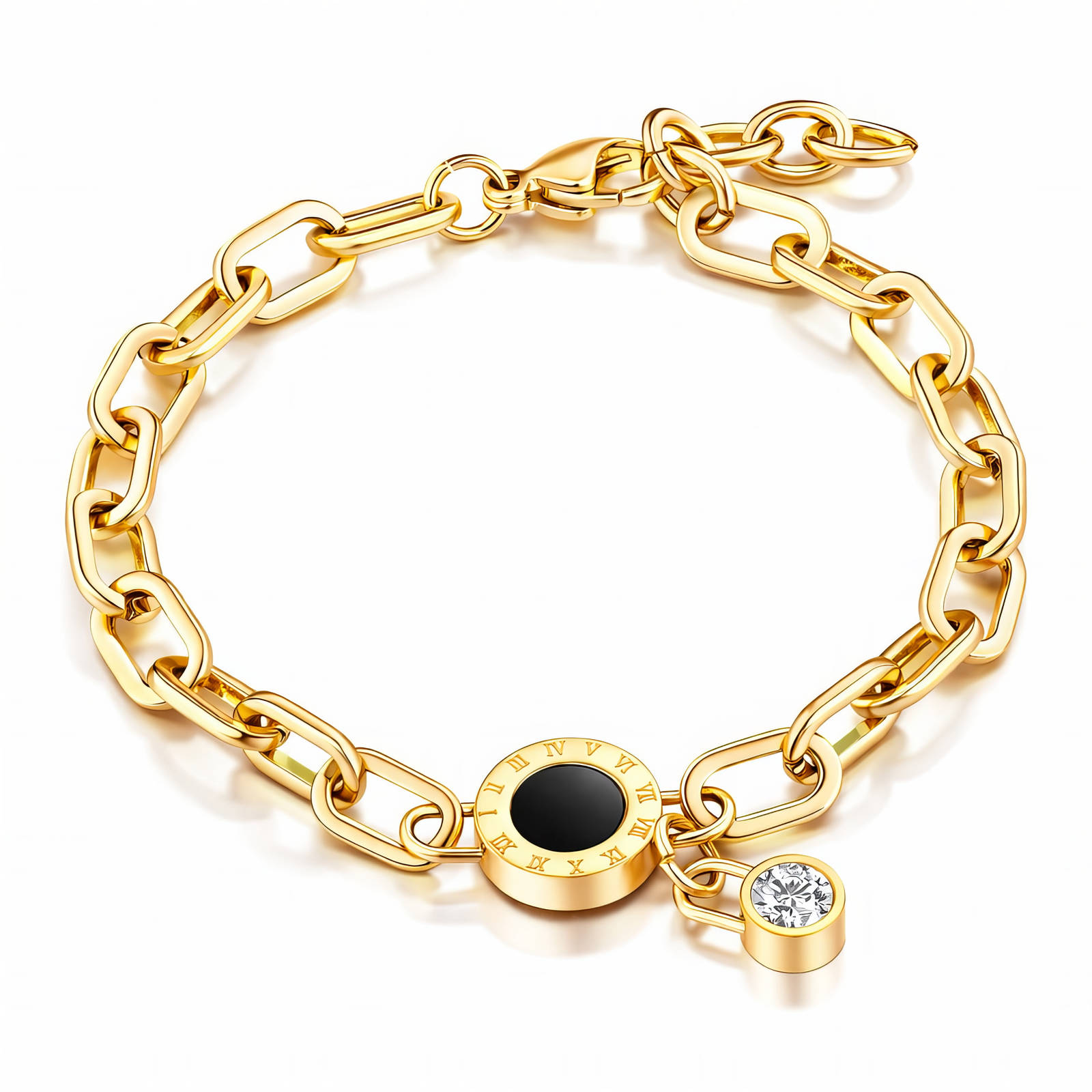 Gold Link Bracelet with Charms
