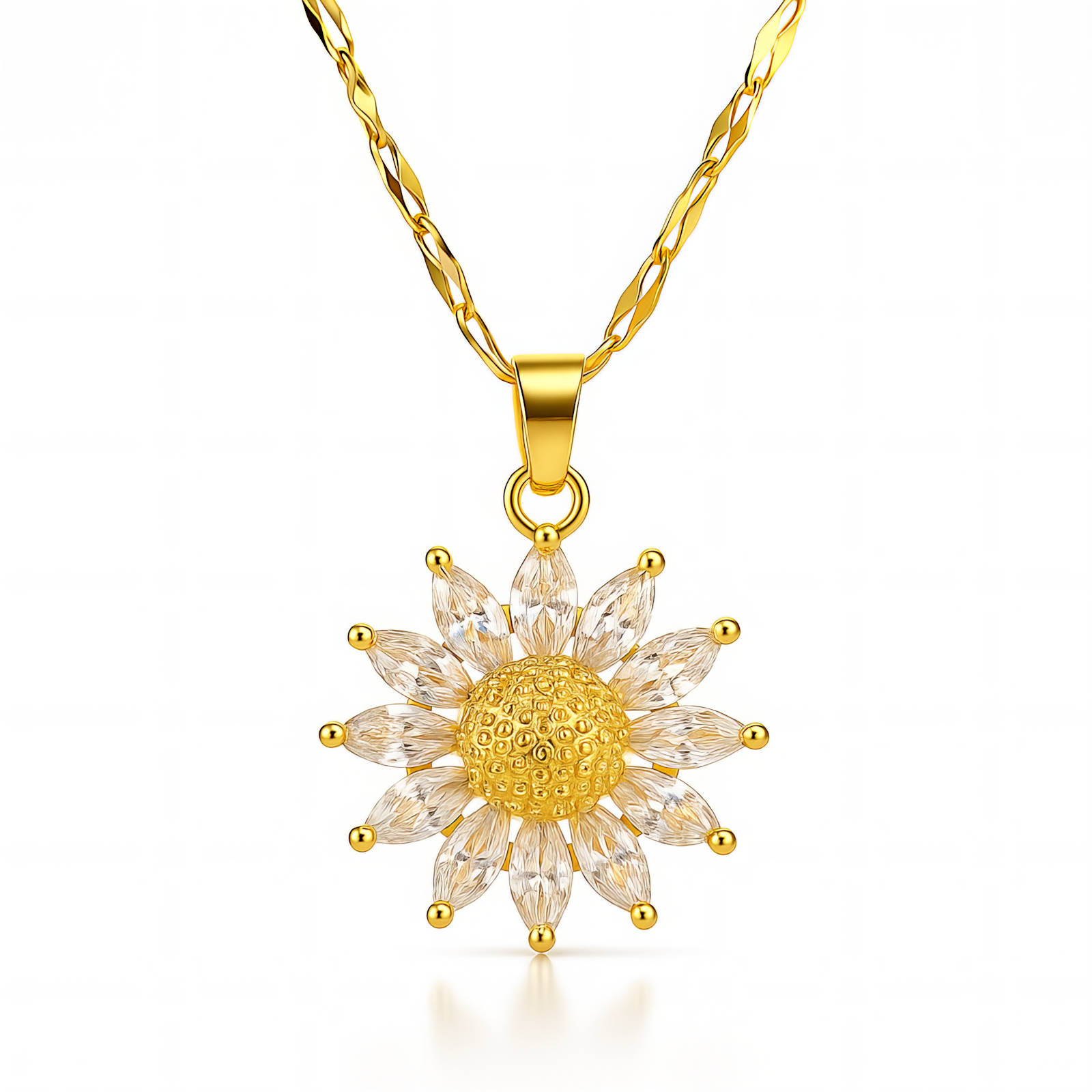 Gold Sunflower Pendant Necklace