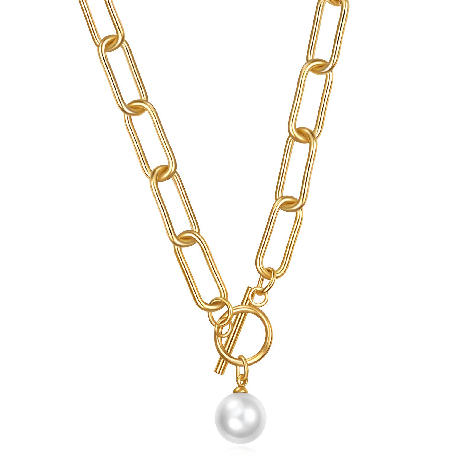 Gold Chain Pearl Necklace