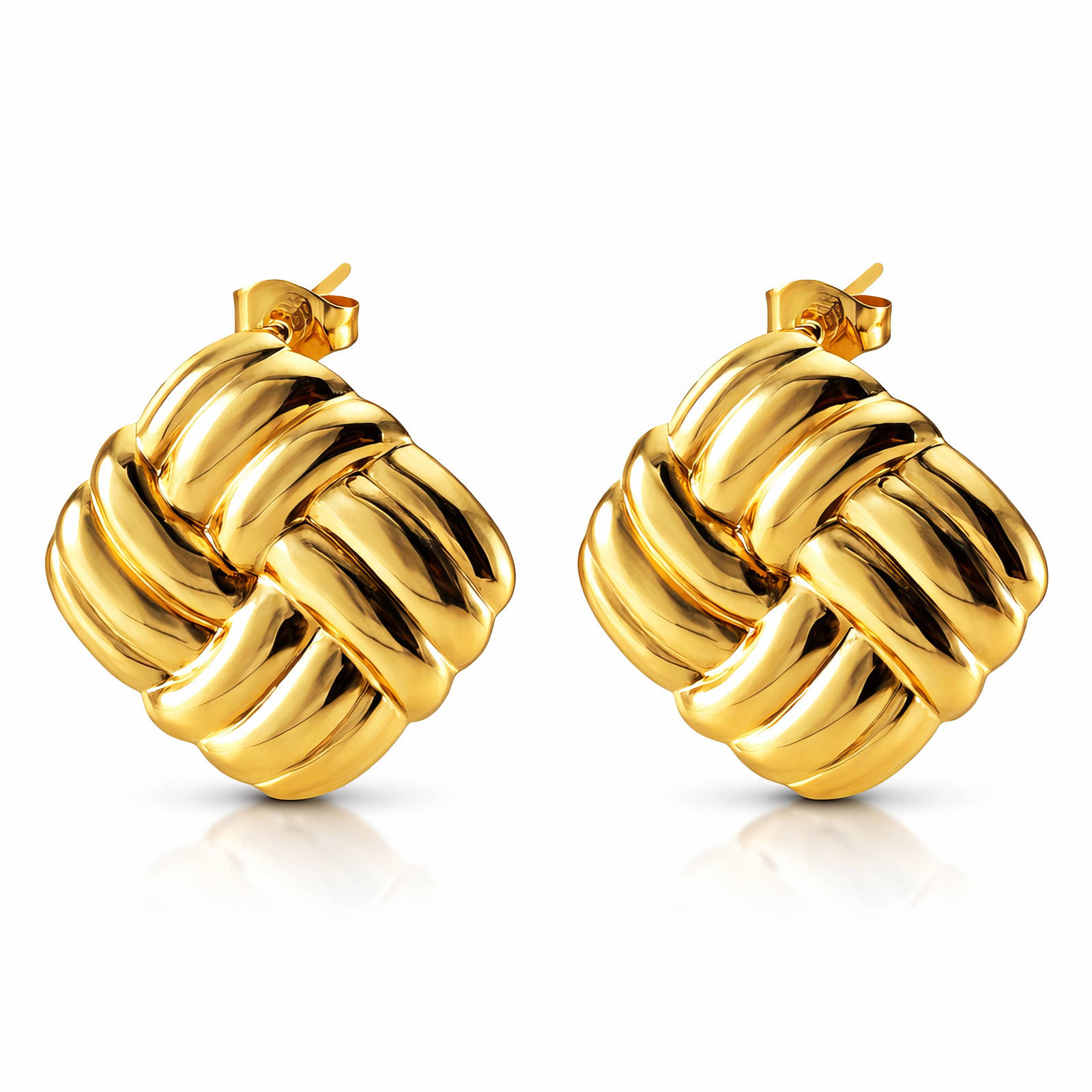 Gold Woven Stud Earrings