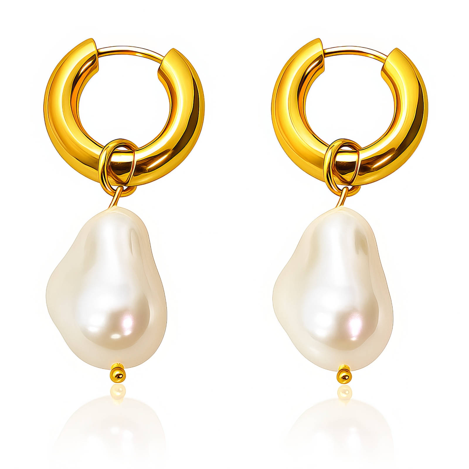 Gold Hoop Pearl Earrings