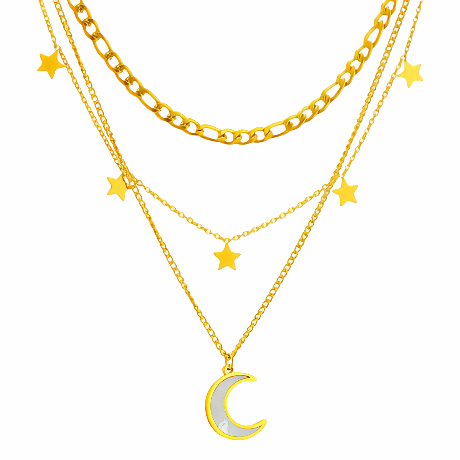 Gold Moon & Stars Layered Necklace