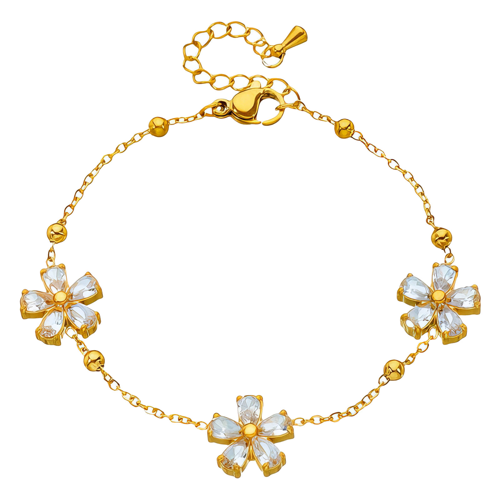 Gold Flower Crystal Bracelet