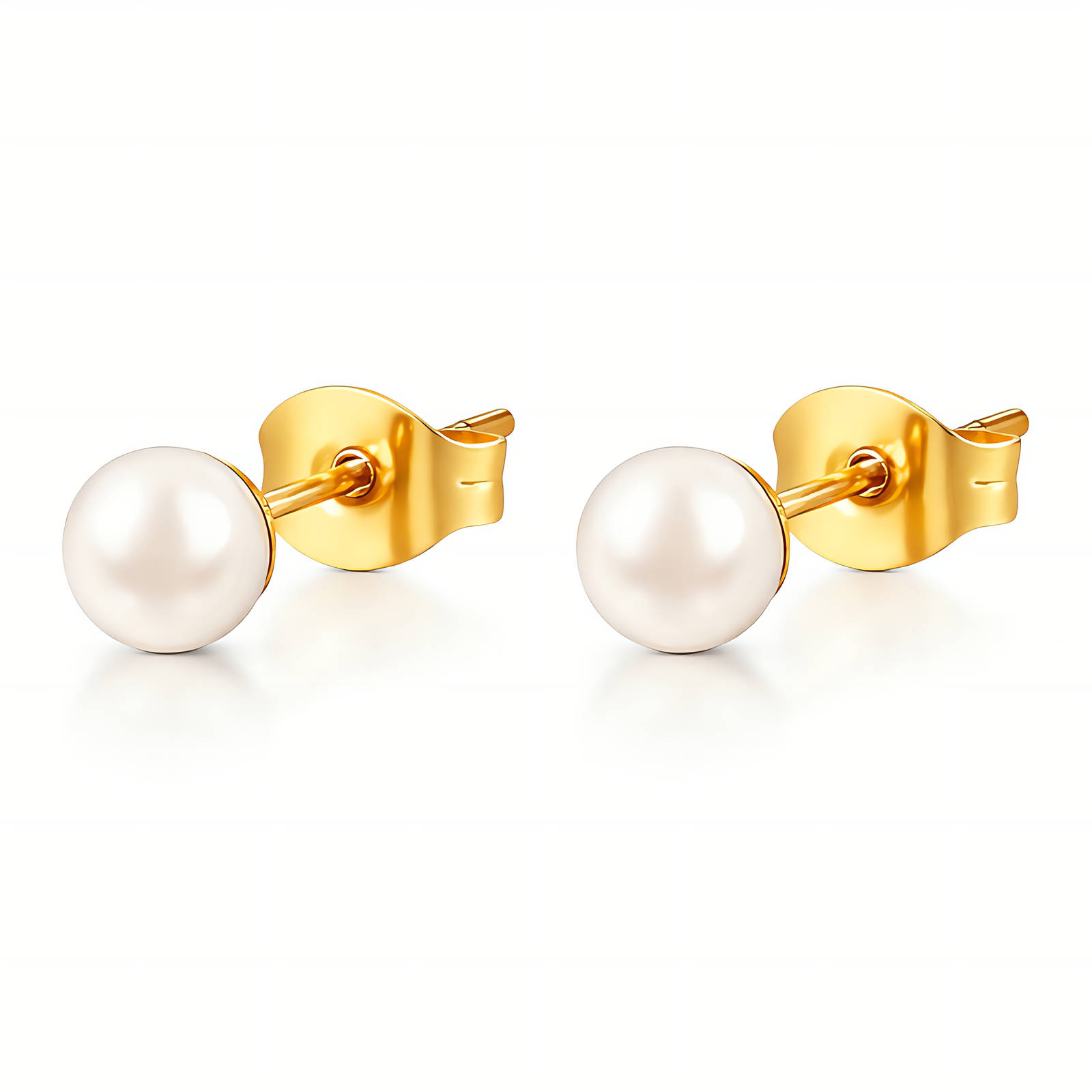 Gold Pearl Stud Earrings