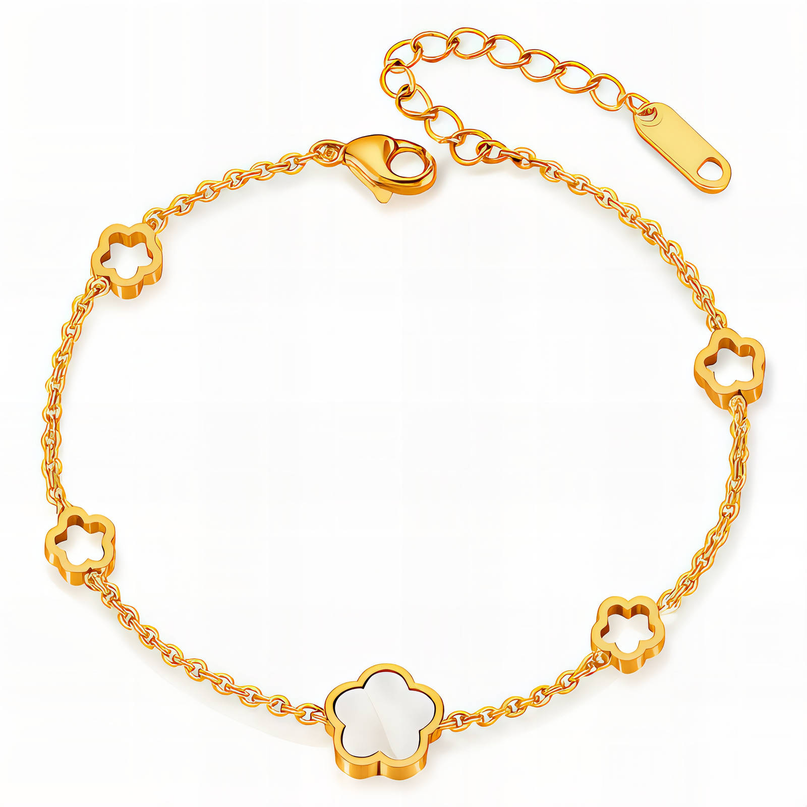 Gold Clover Charm Bracelet