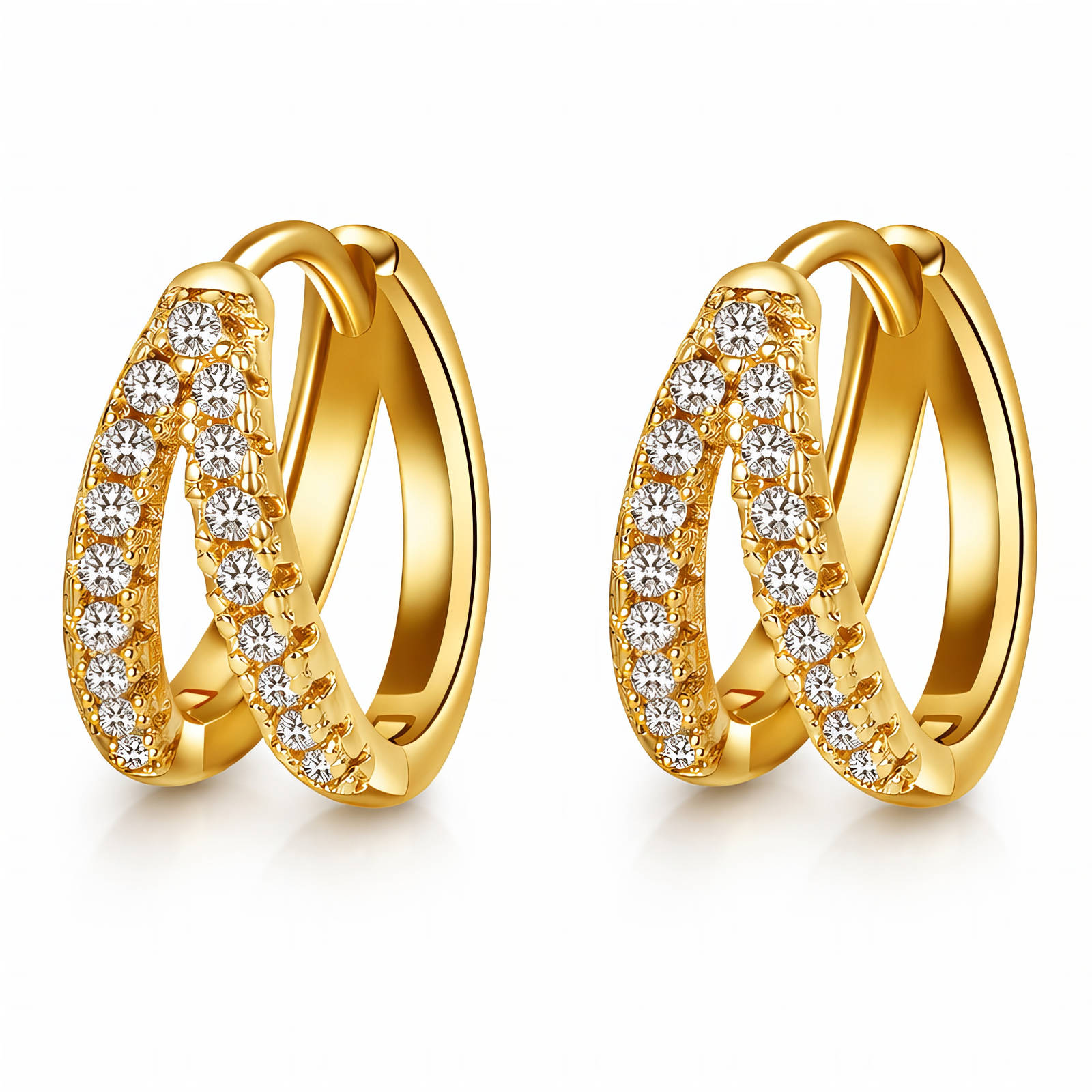 Gold Plated Crystal Hoop Earrings