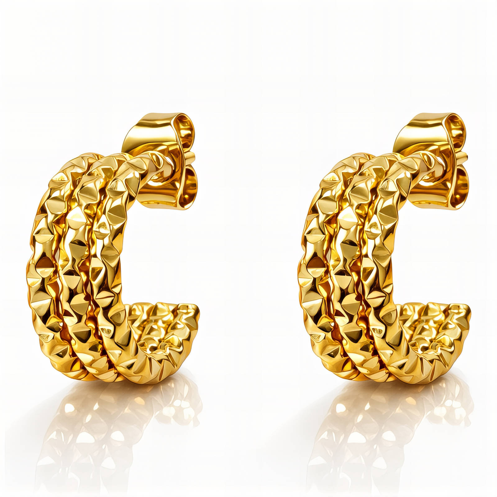Textured Gold Hoop Earrings
