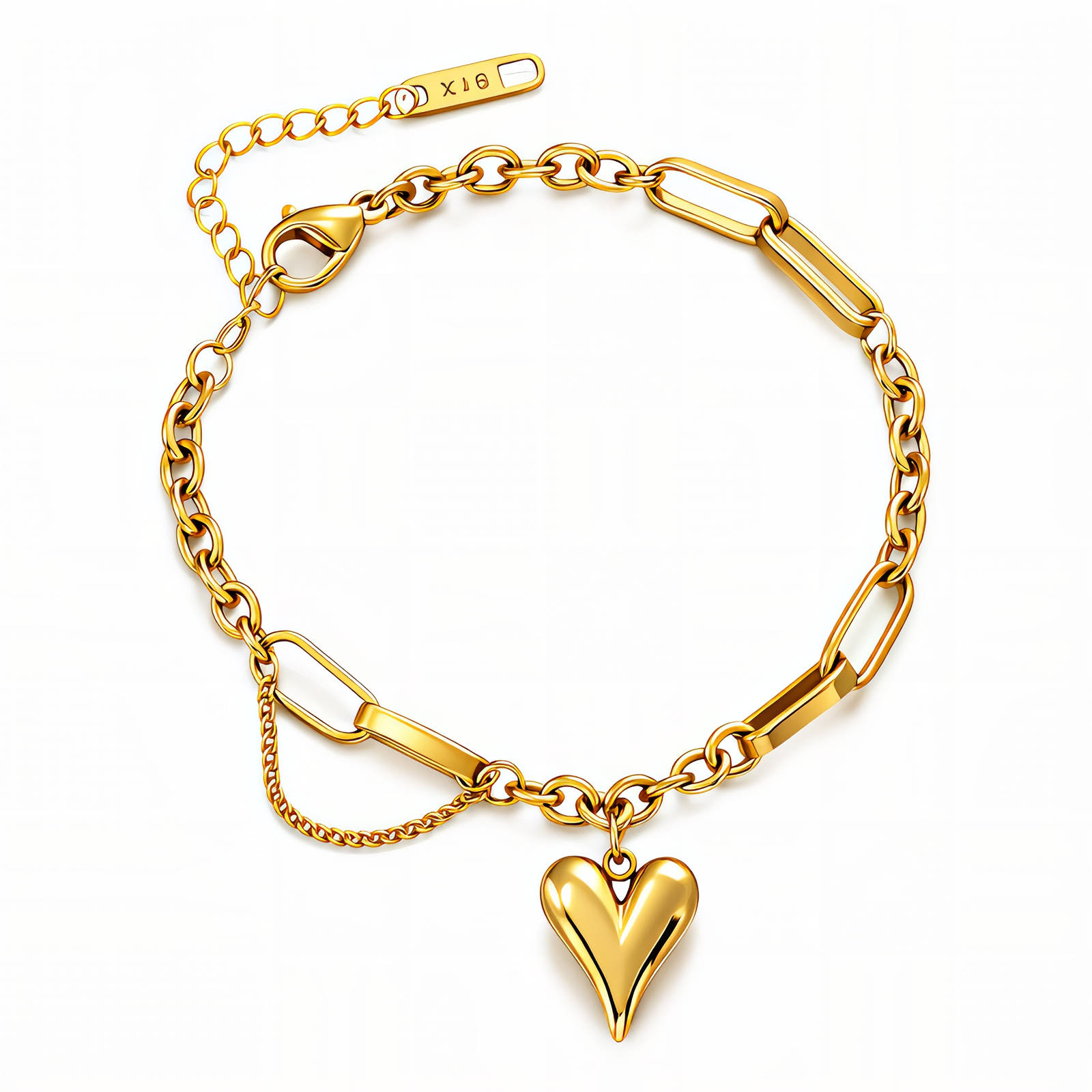 Gold Heart Charm Bracelet