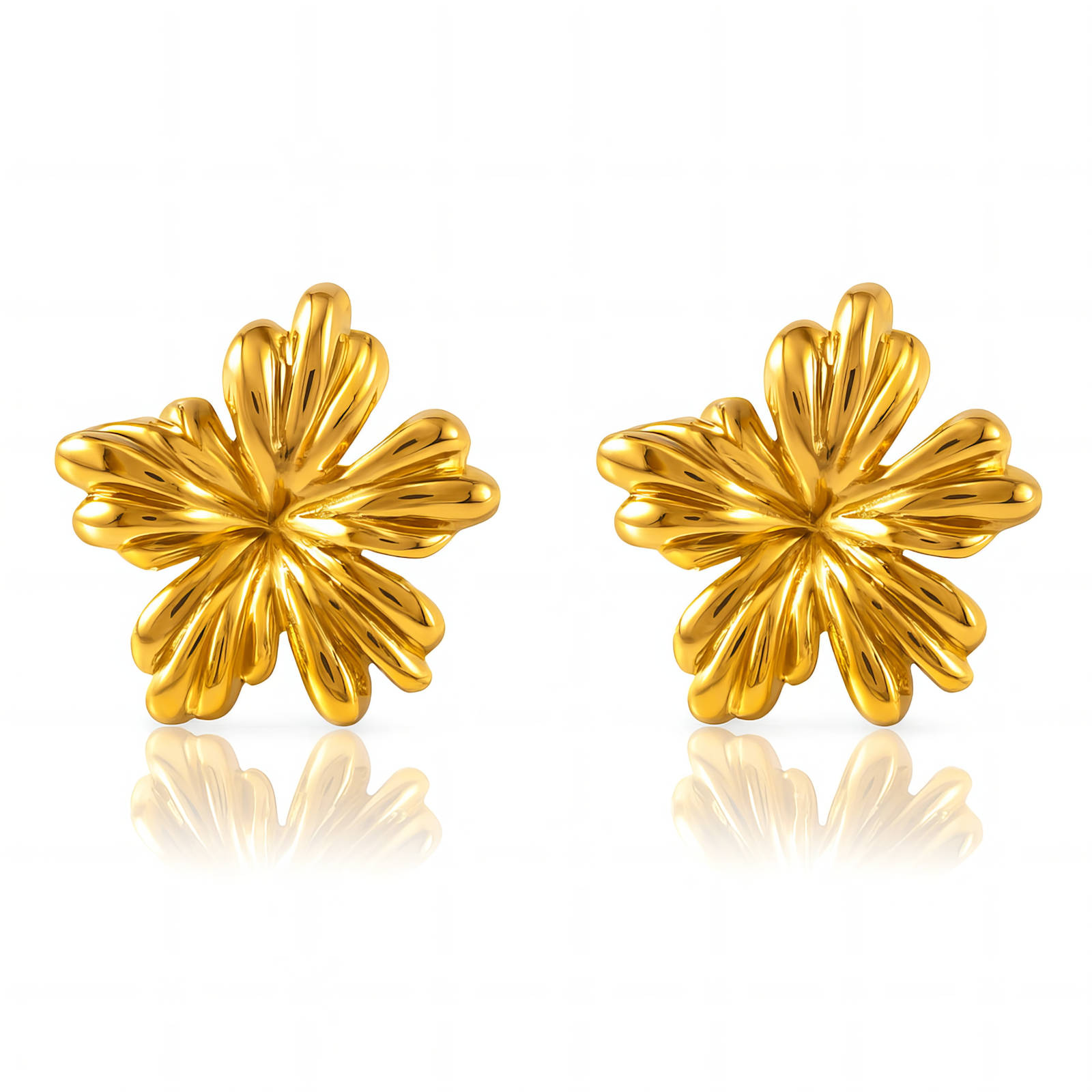 Gold Flower Stud Earrings