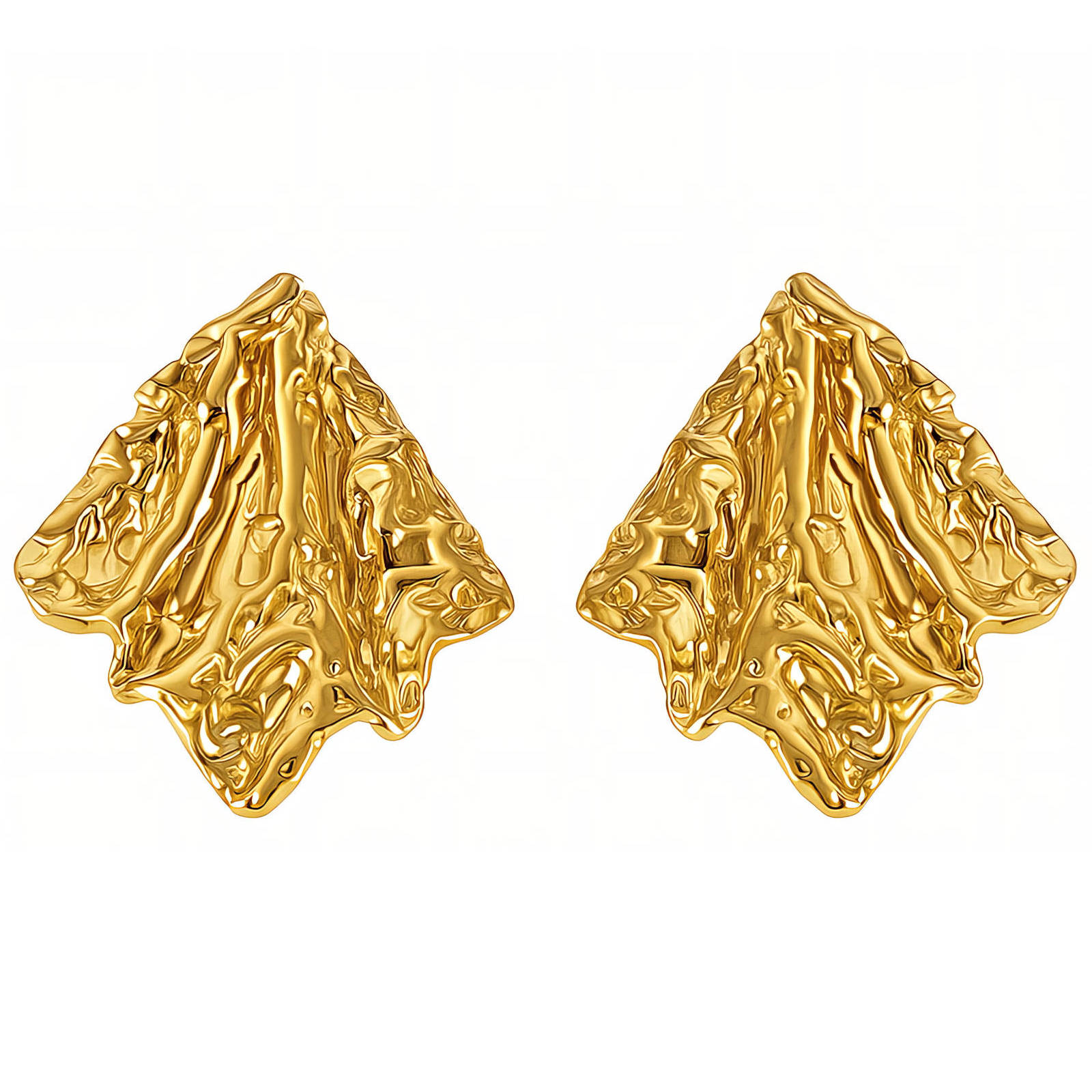 Gold Textured Leaf Earrings