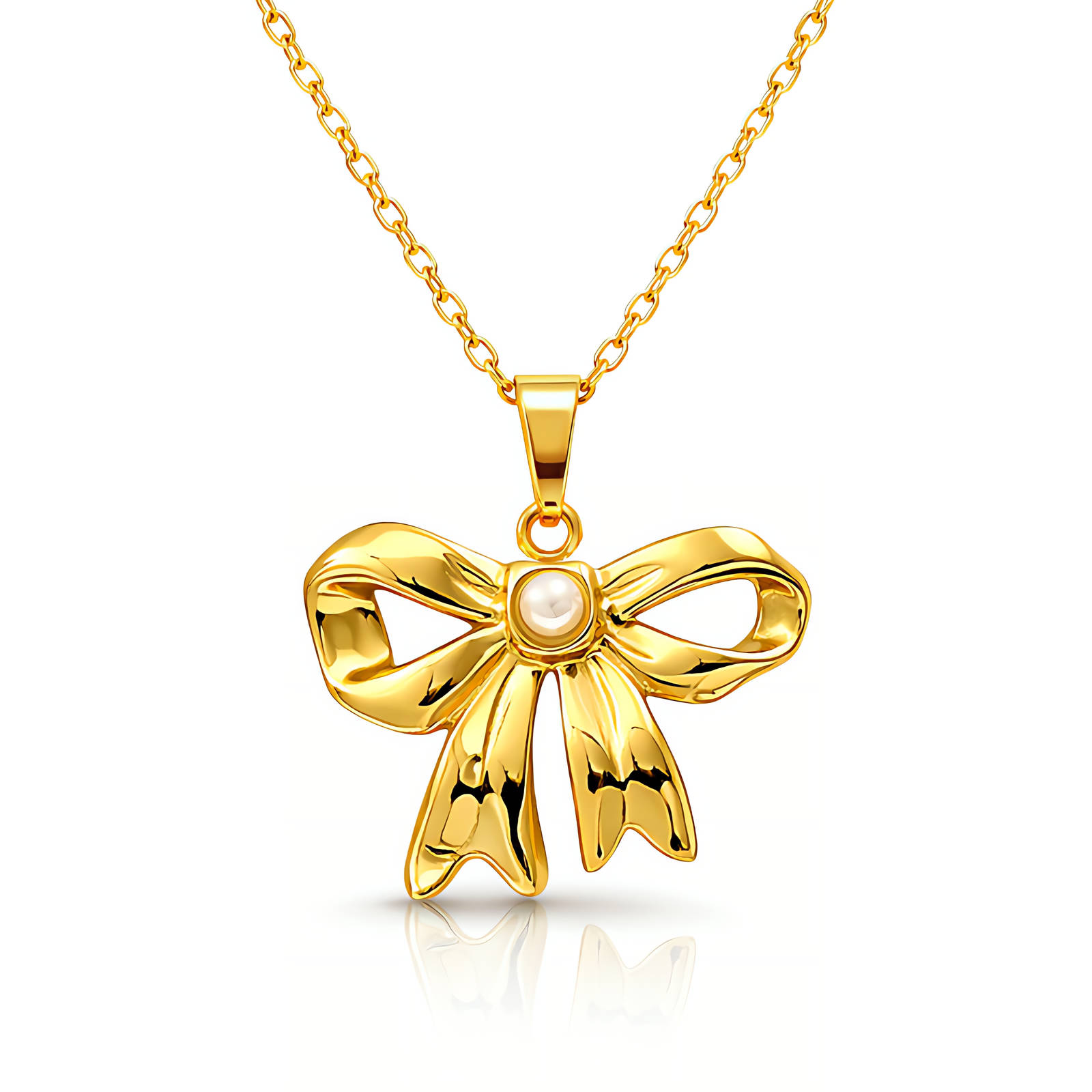 Gold Bow Pendant Necklace
