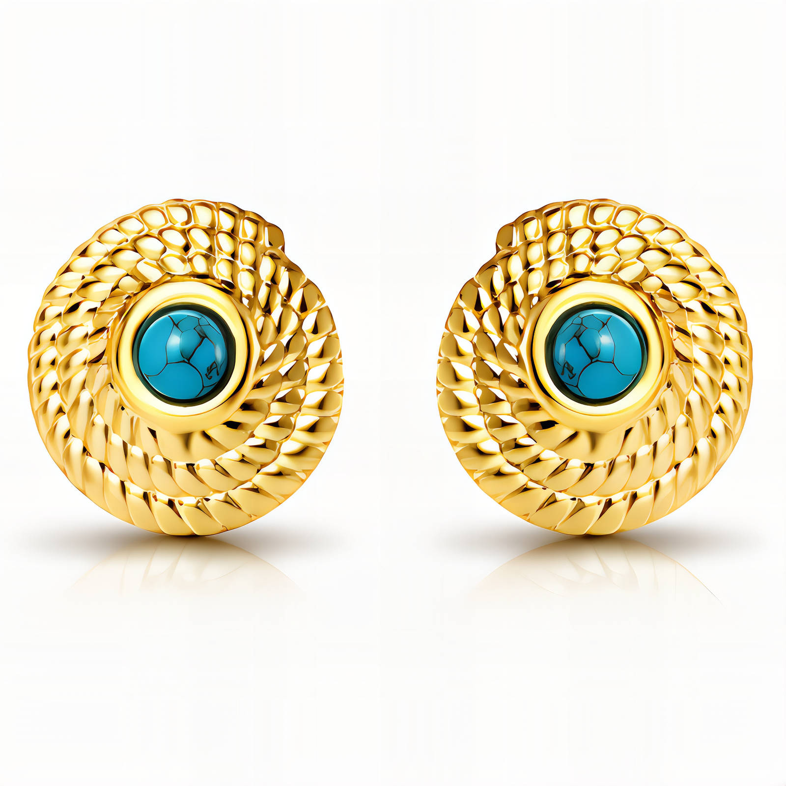 Gold & Turquoise Stud Earrings