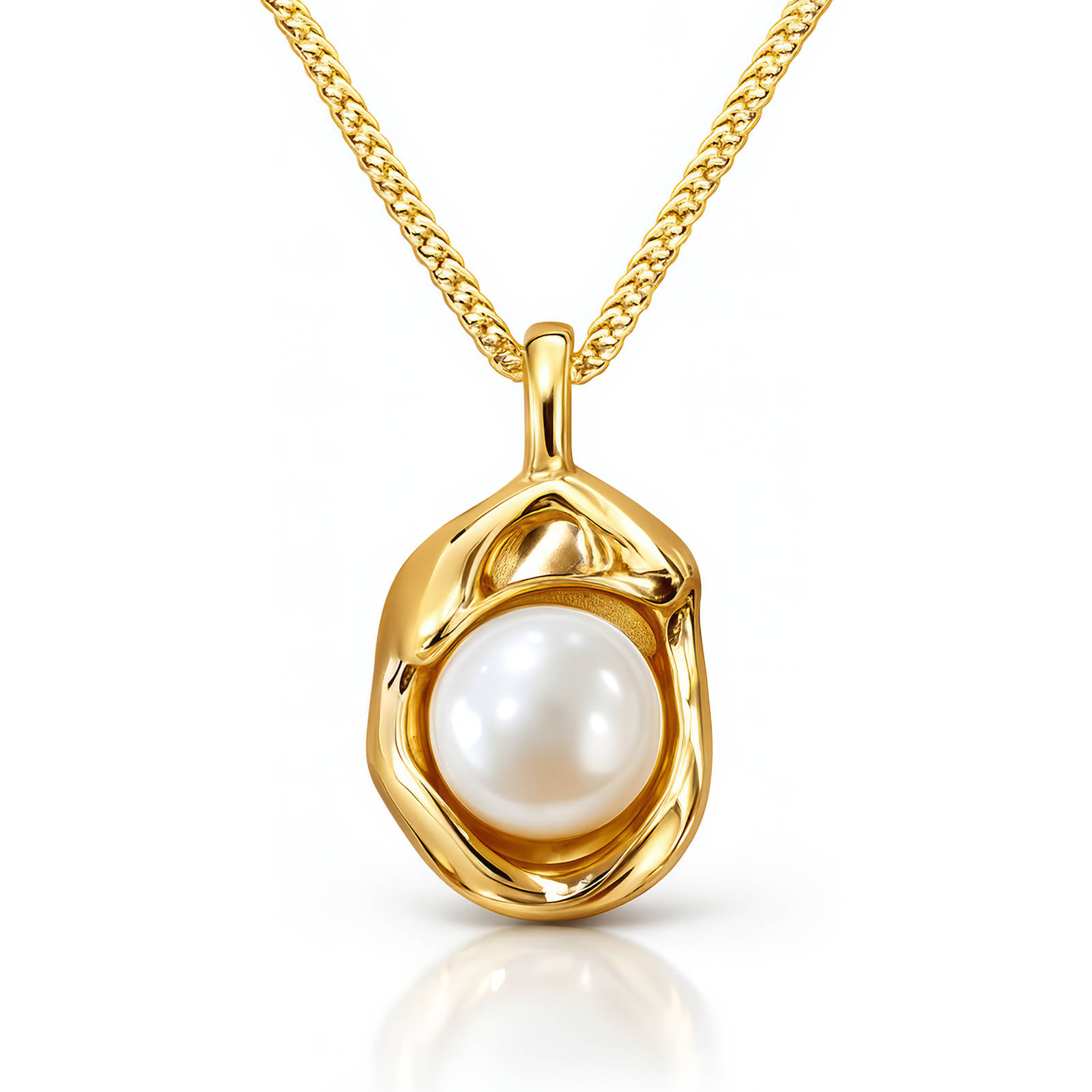 Gold Pearl Pendant Necklace