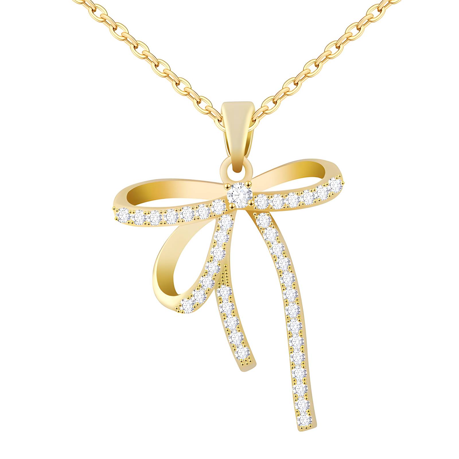 Gold Bow Pendant Necklace