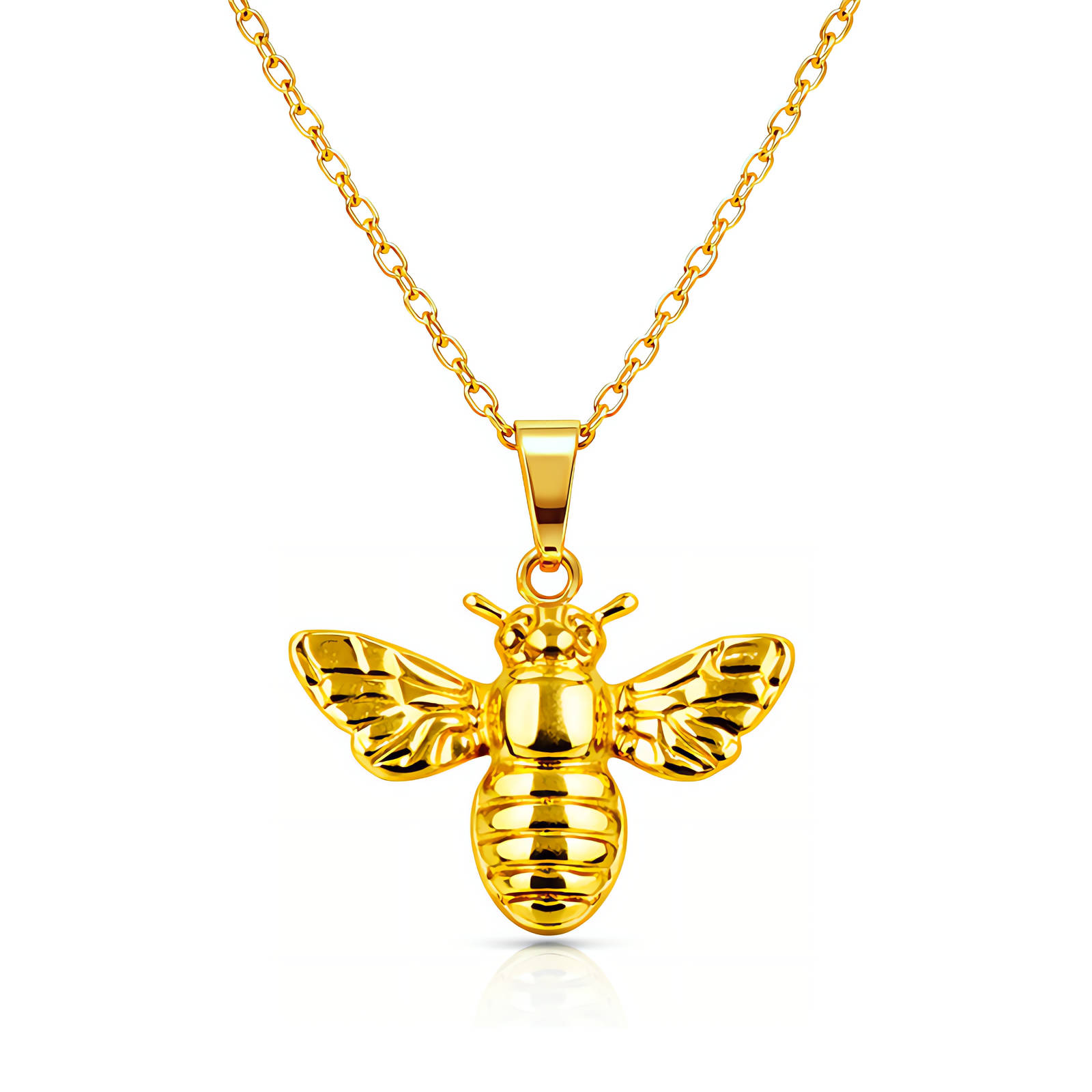 Gold Bee Pendant Necklace