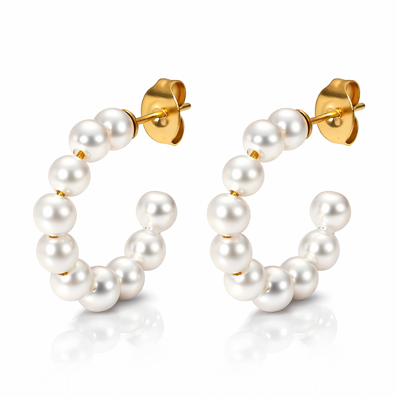 Gold-Plated Pearl Hoop Earrings