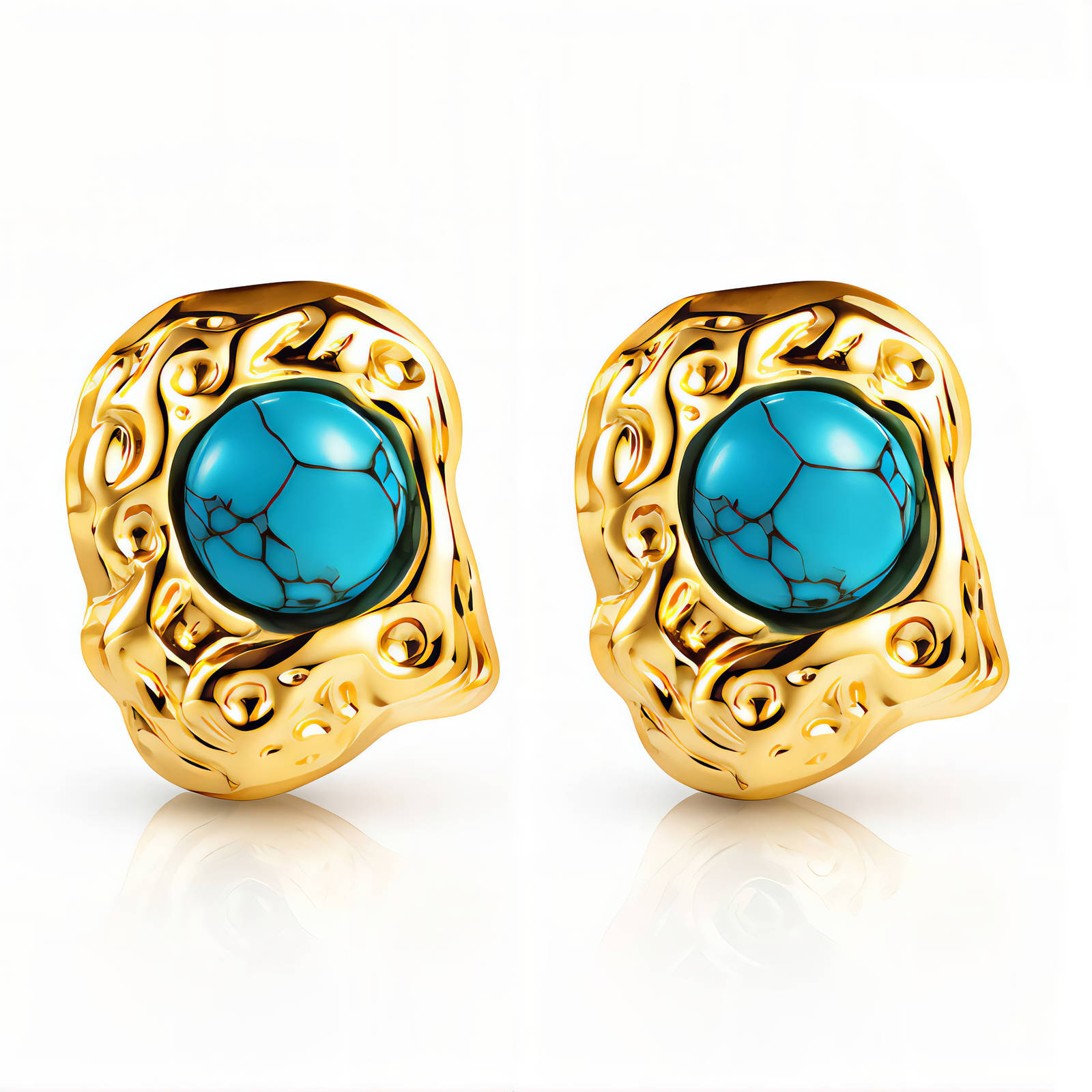 Gold-Plated Turquoise Earrings